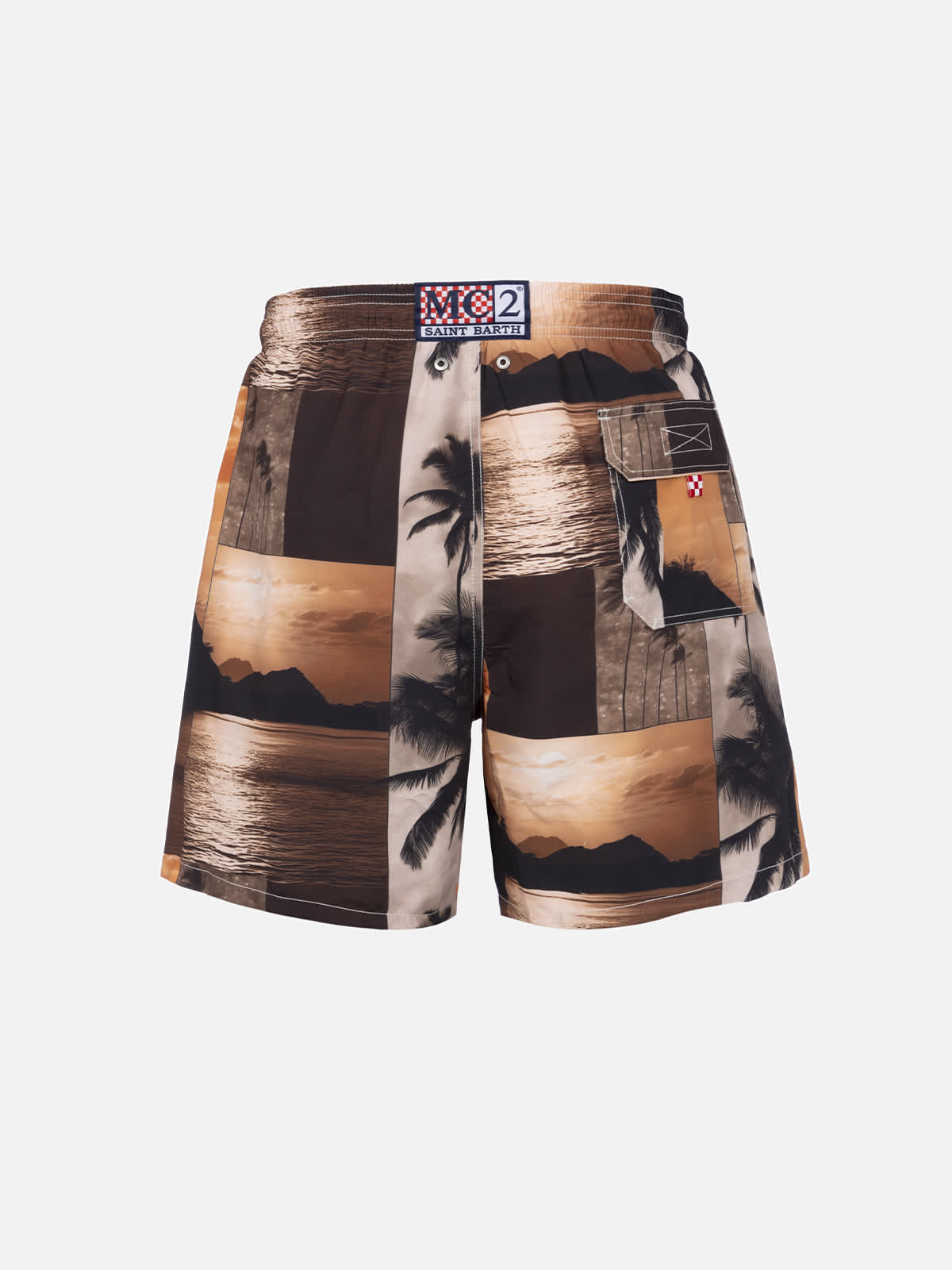 Mc2 Saint Barth Gustavia Photograph-print Swim Shorts In Brown