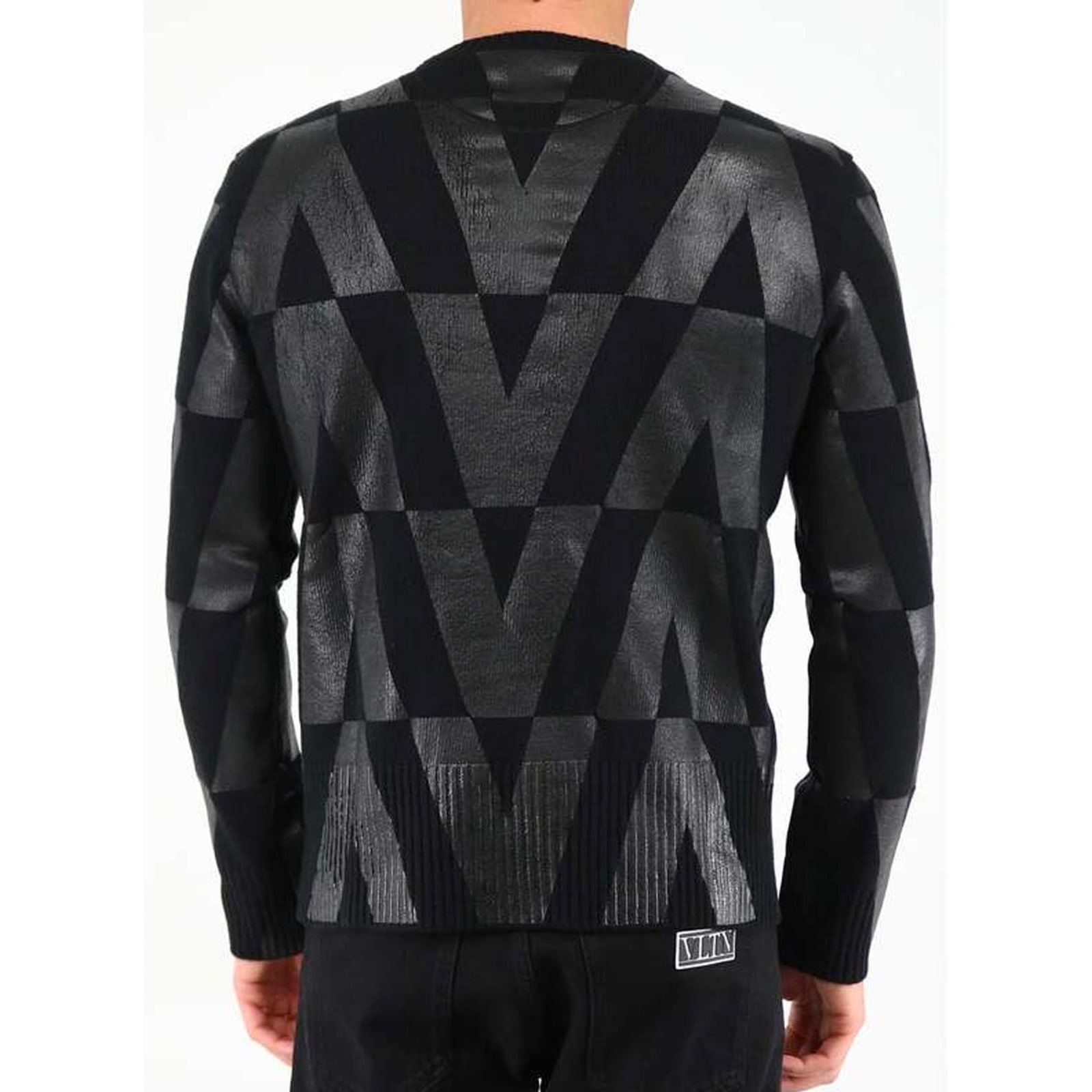 Shop Valentino Wool Logo Sweartshirt In Black