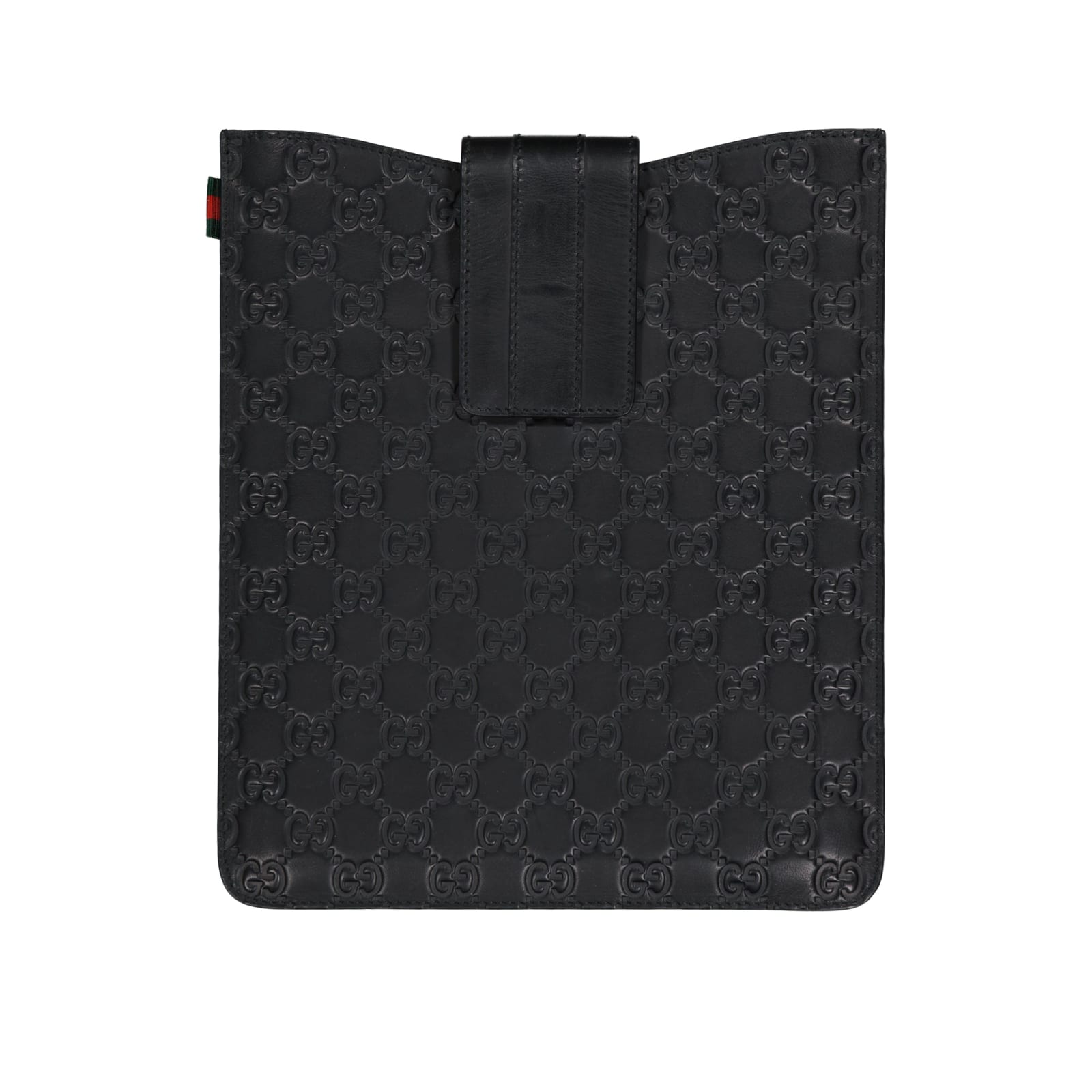 Shop Gucci Ipad Leather Logo Cover In Black