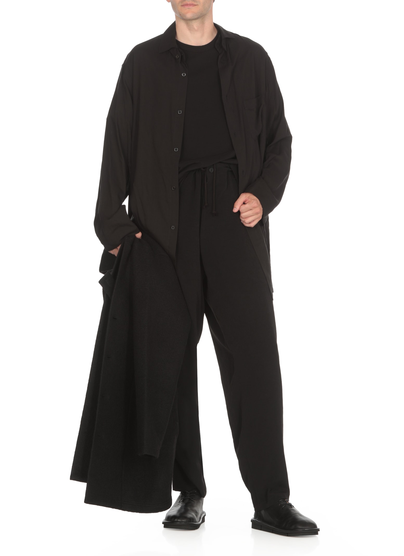 Shop Yohji Yamamoto Cellulose Overshirt In Black