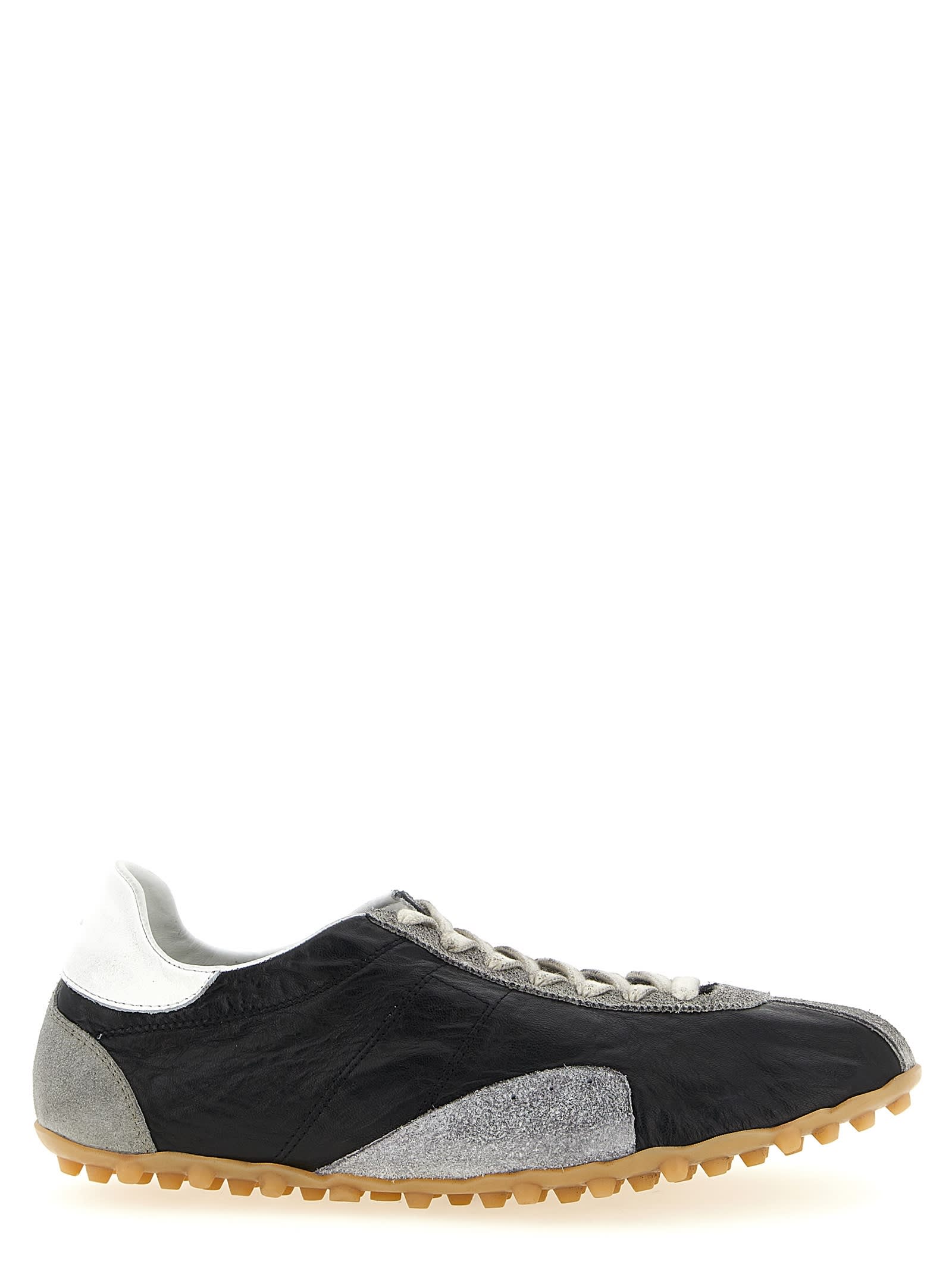 Maison Margiela Sneakers Sprinters In Suede And Leather With Vintage Finish In Black