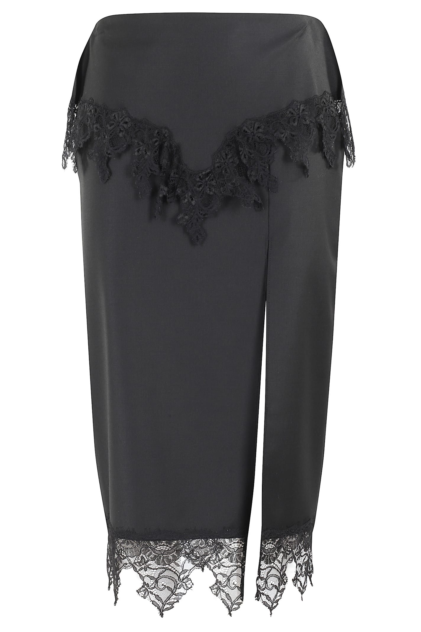 Blumarine Twill Skirt W Lace In Black