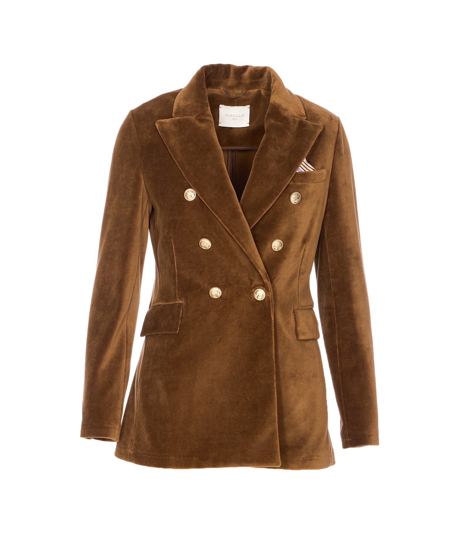 Circolo 1901 Suede Velvet Double-breasted Jacket In Brown