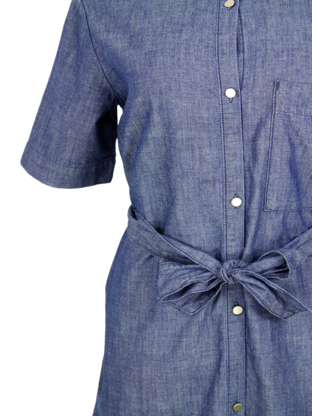 Armani Exchange Tied-waist Cotton Dress In Blue