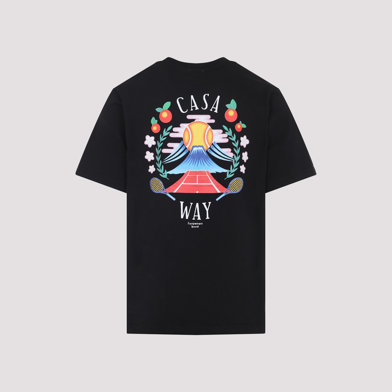 Casablanca Black Crewneck T-shirt With Logo Detail On The Front And Maxi Logo Print On The Rear In Black