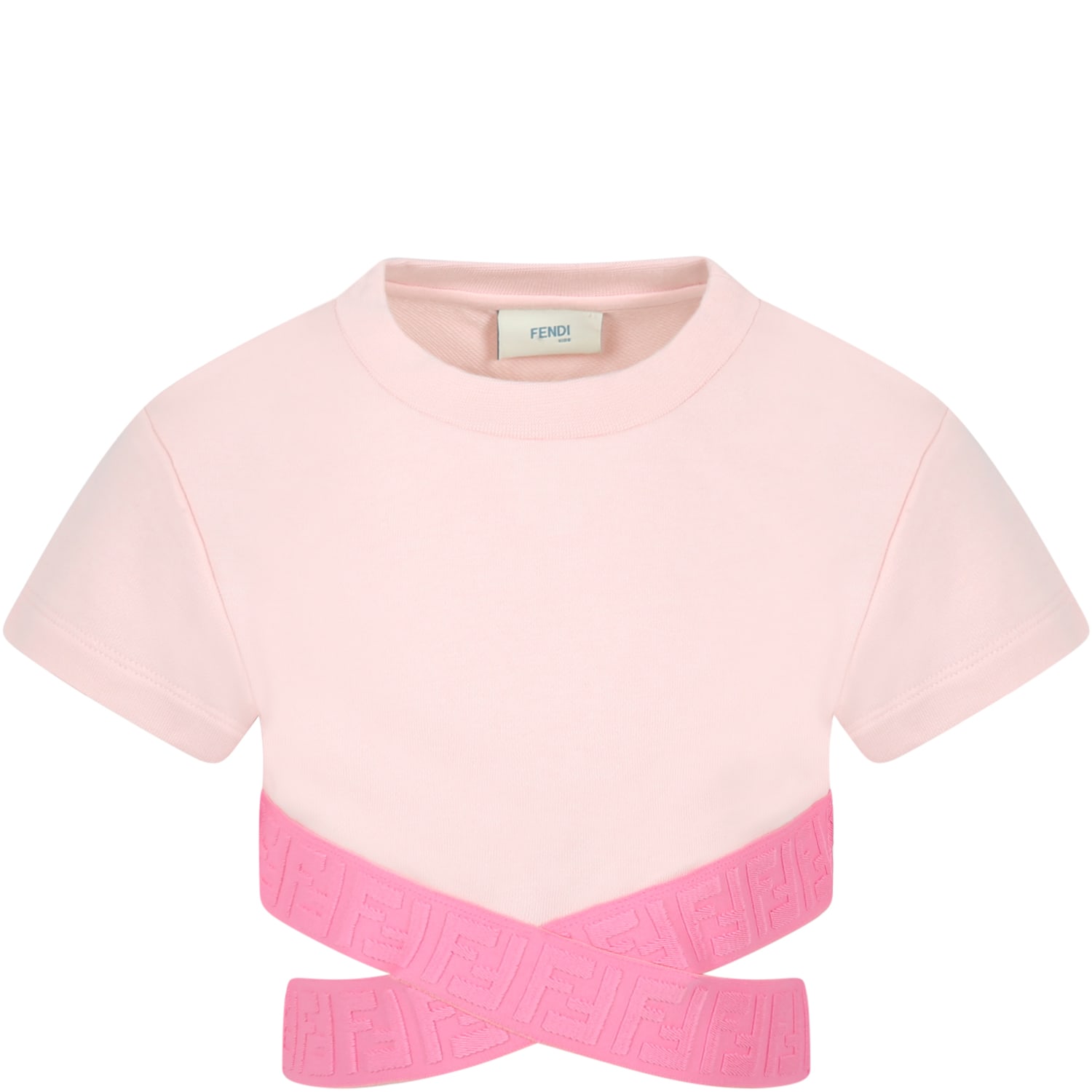 Fendi Pink T-shirt For Girl With Fuchsia Ff