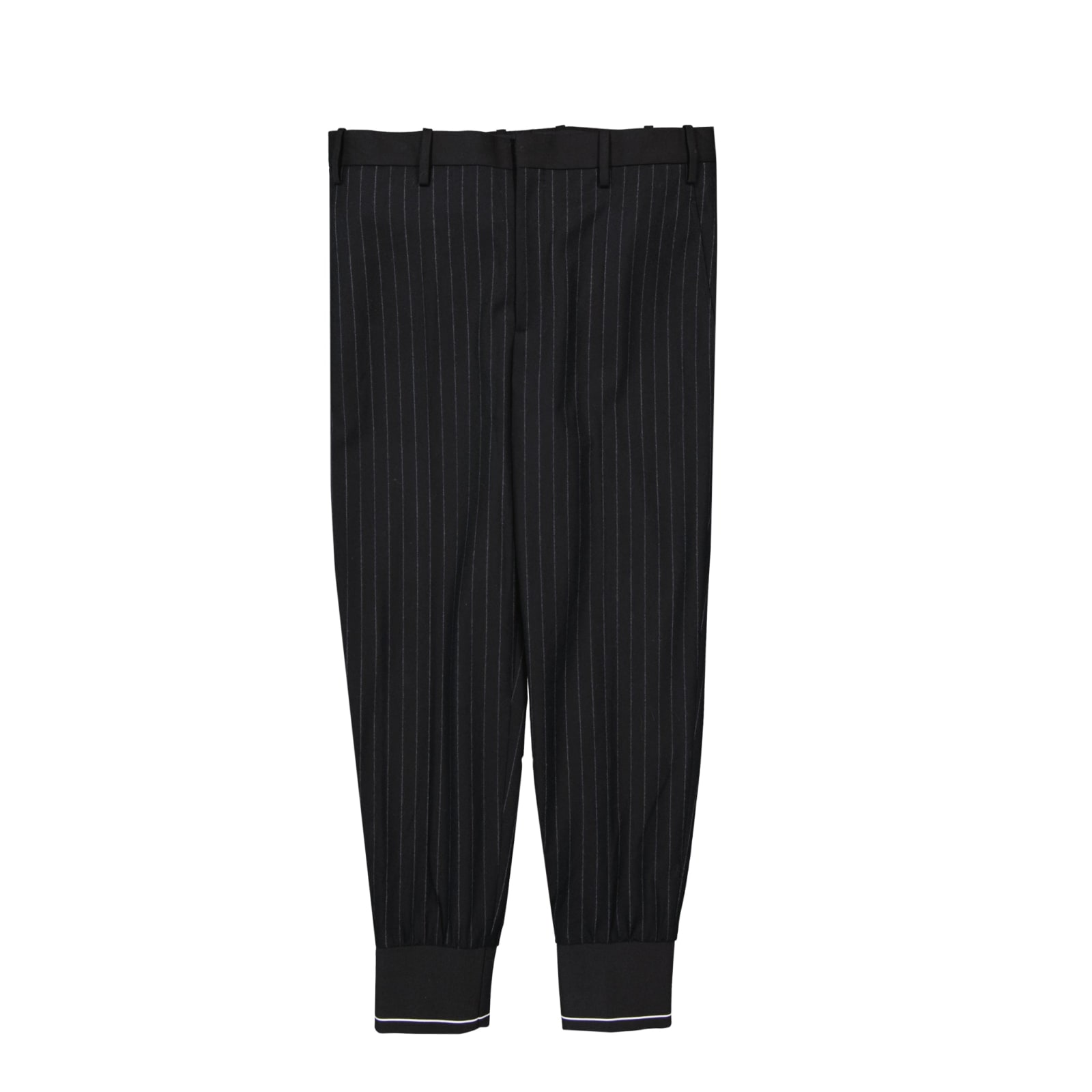 Shop Neil Barrett Wool Striped Pants In Black