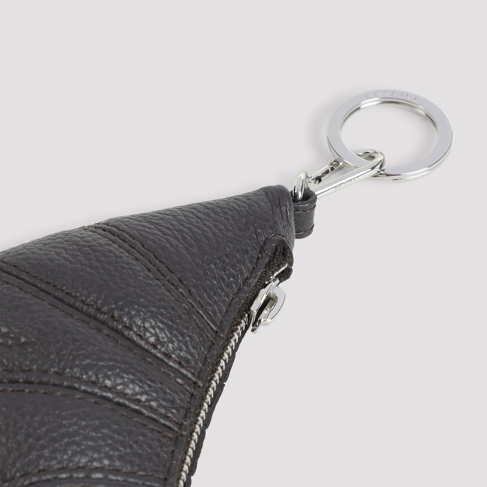 Lemaire Mini Croissant Keychain Textured Surface In Black