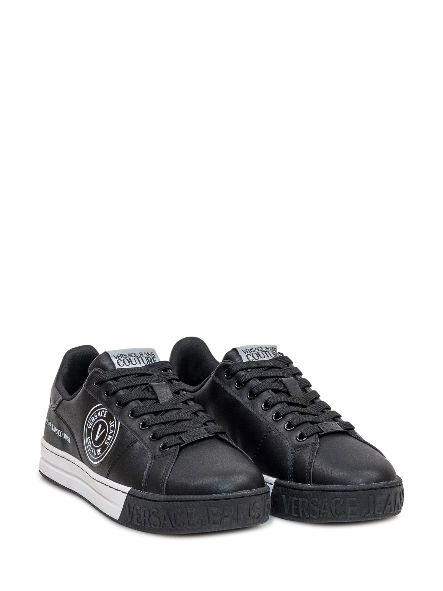 Shop Versace Jeans Couture Court 88 V-emblem Sneaker In Black