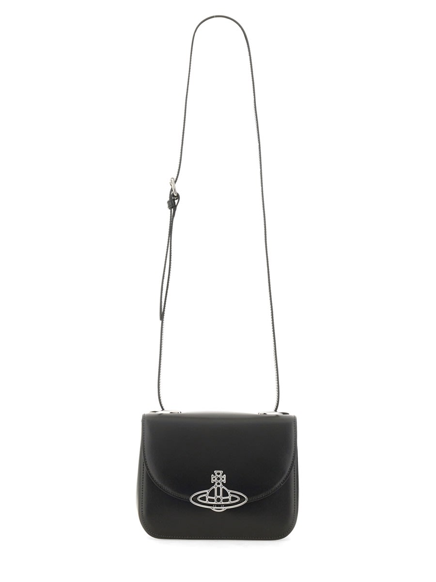 Shop Vivienne Westwood Black Leather Linda Crossbody Bag