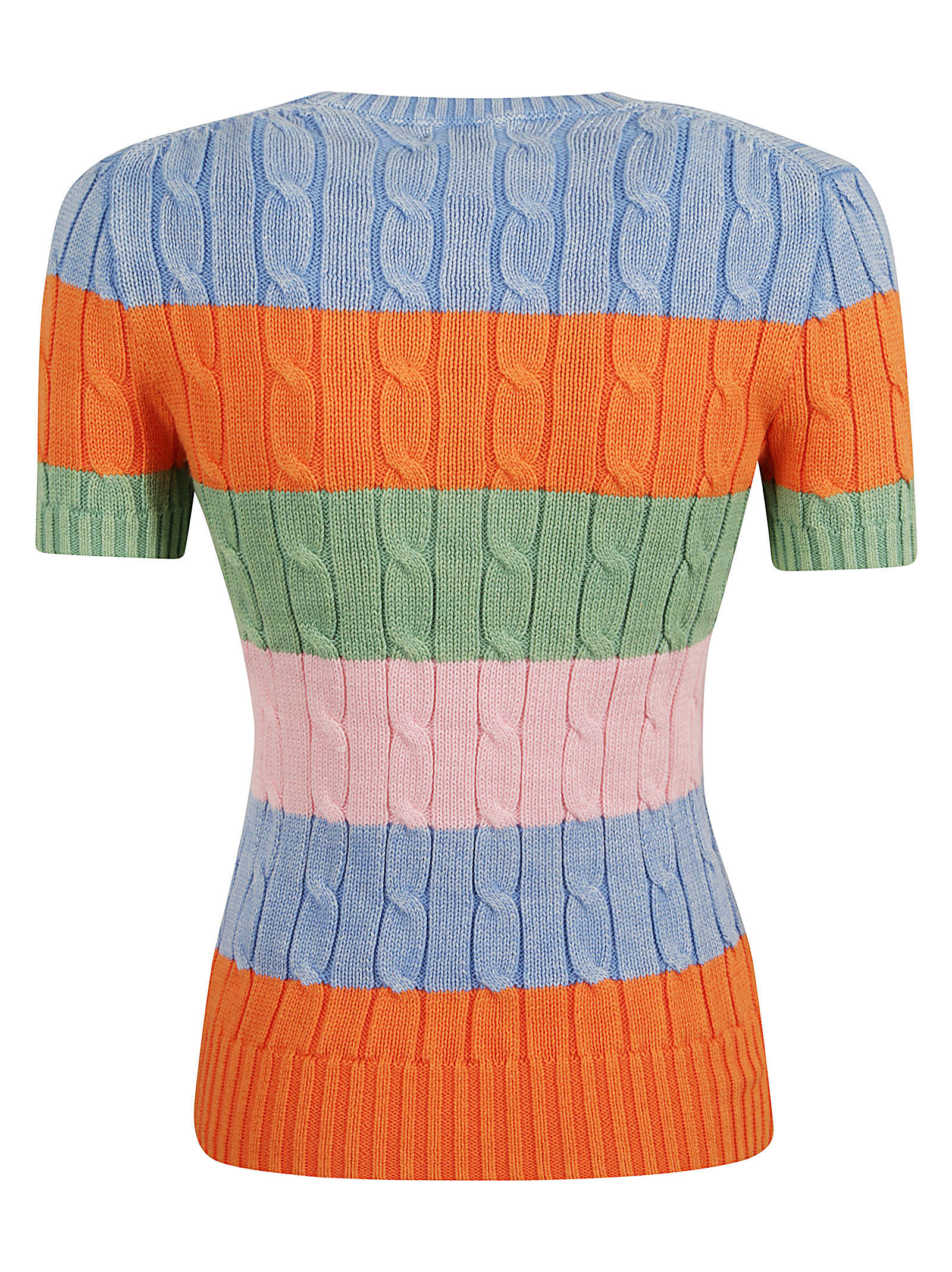 Shop Ralph Lauren Stripe Patterned Knitted Short-sleeved Sweatshirt In Multicolor