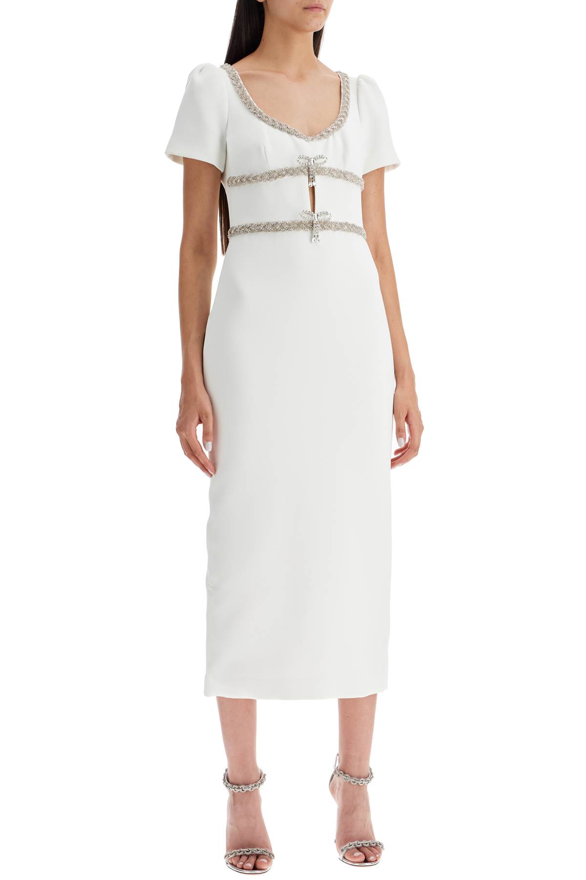 SELF-PORTRAIT DIAMOND MIDI DRESS IN CREPE