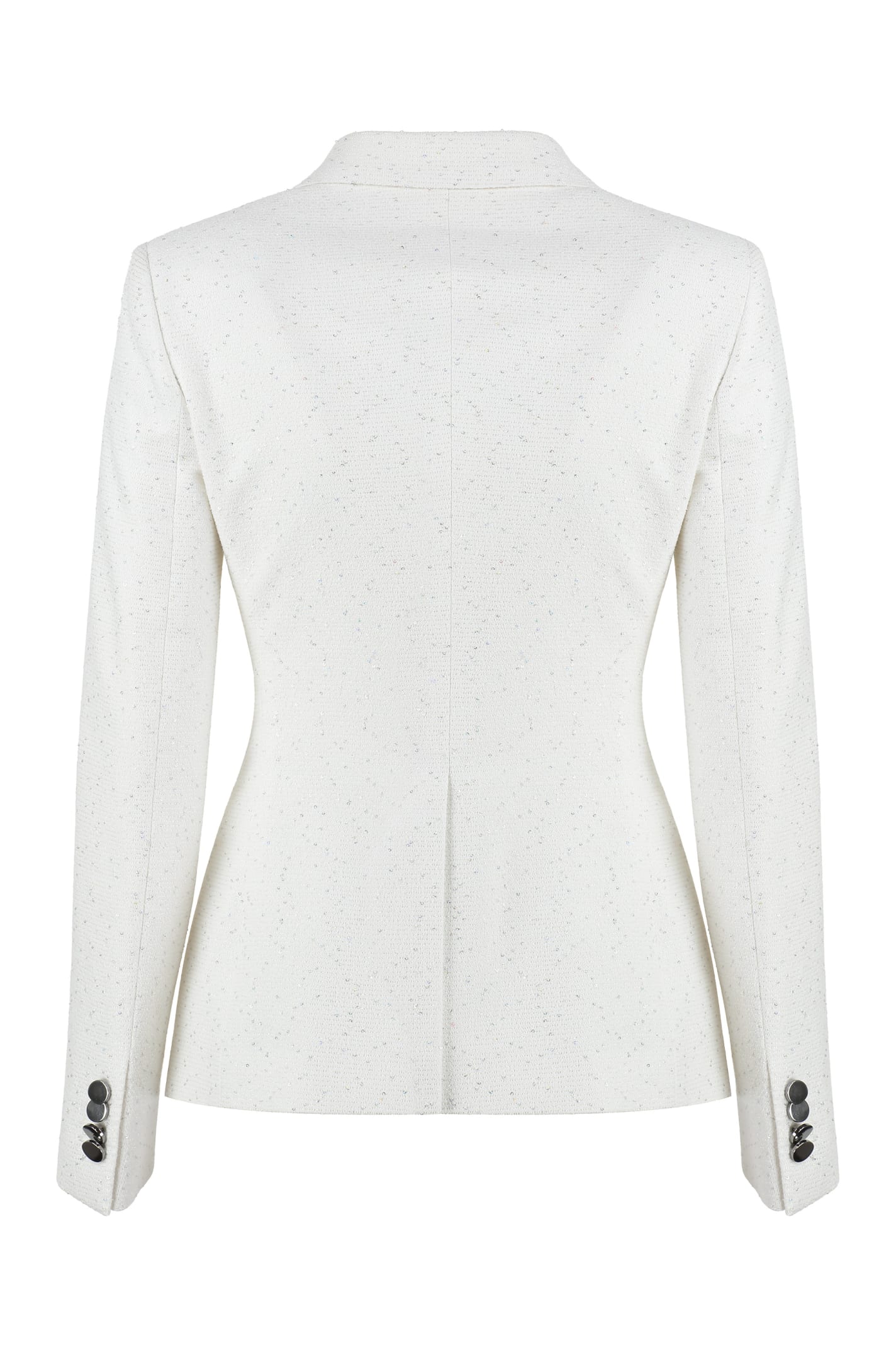 Shop Tagliatore J-alicya Sequin Double Breasted Blazer In White