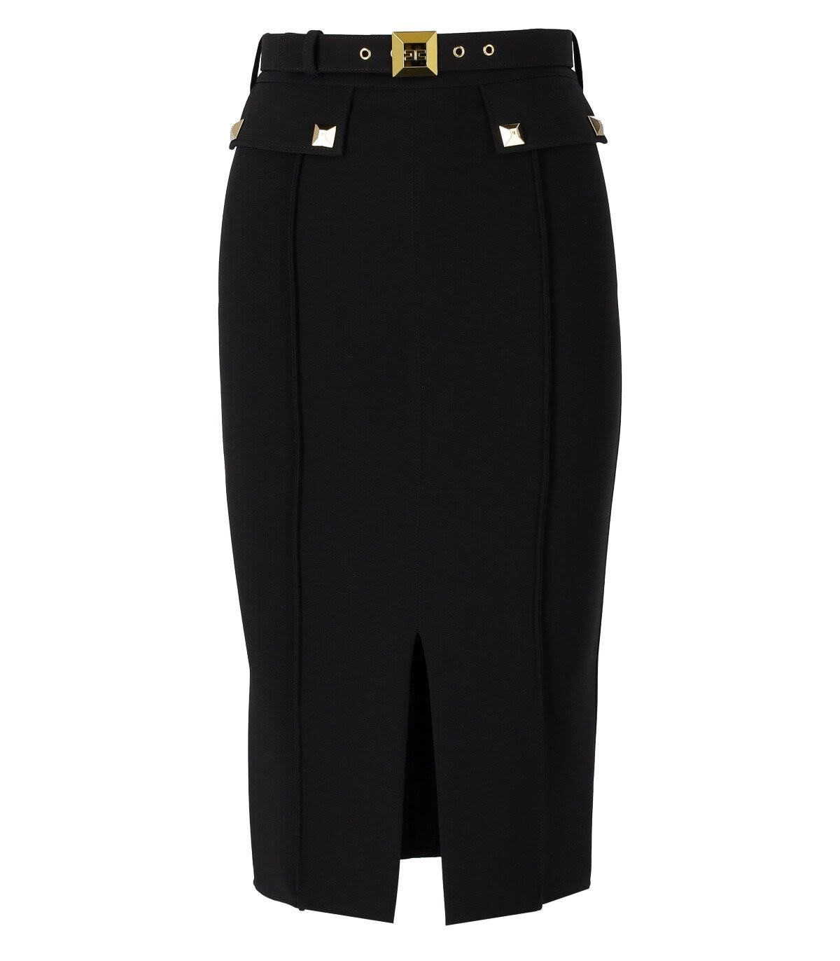 Elisabetta Franchi Black Pencil Skirt With Studs
