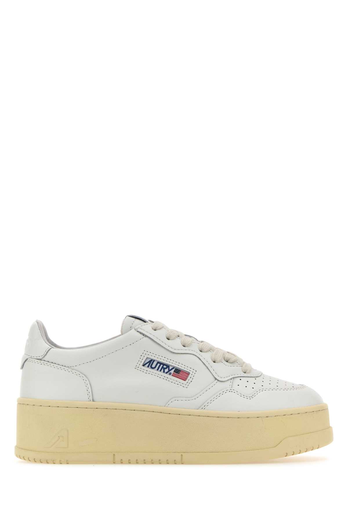 Autry White Leather Platform Low Wom Sneakers