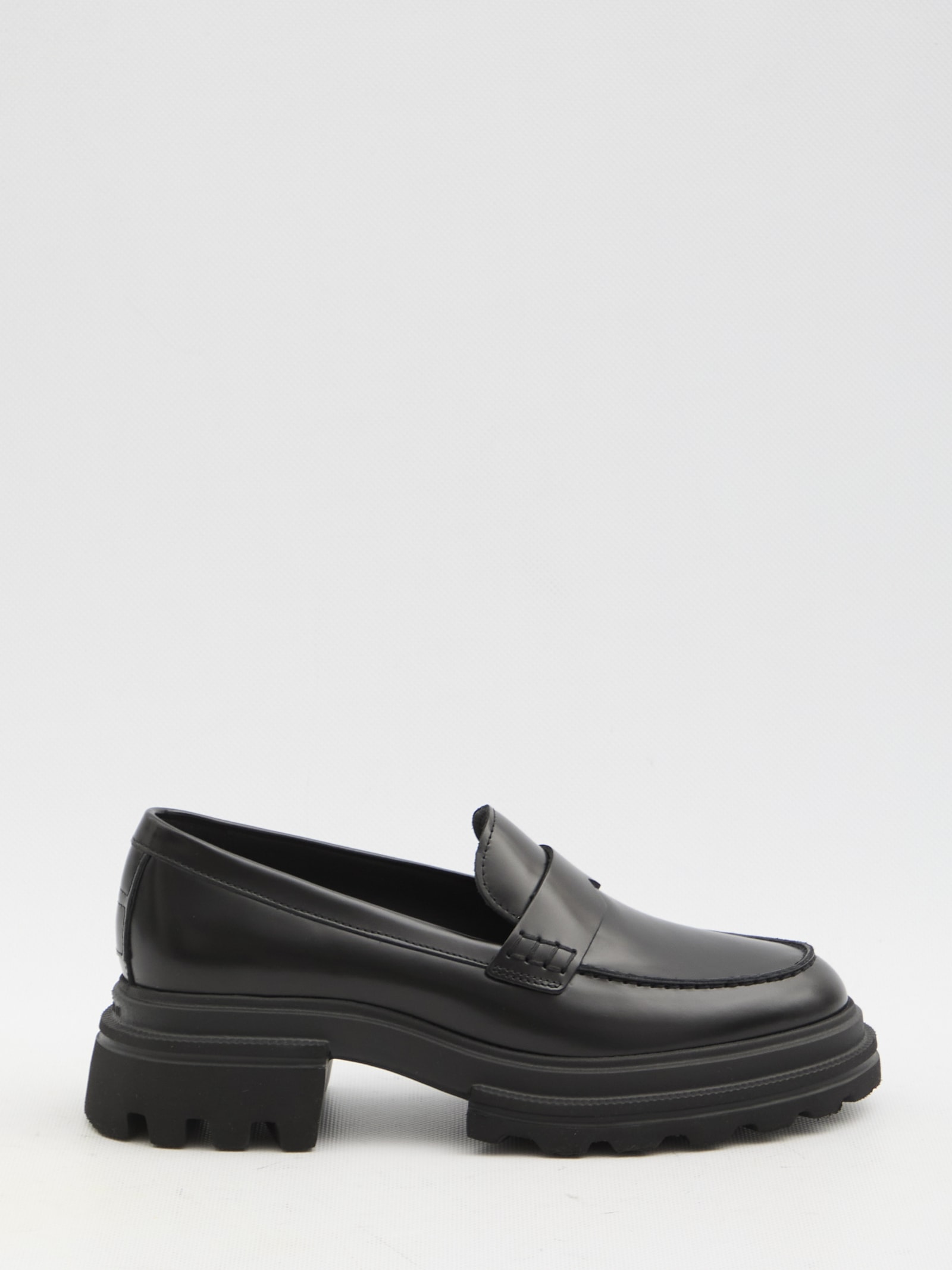 Shop Hogan H674 Loafers In Black