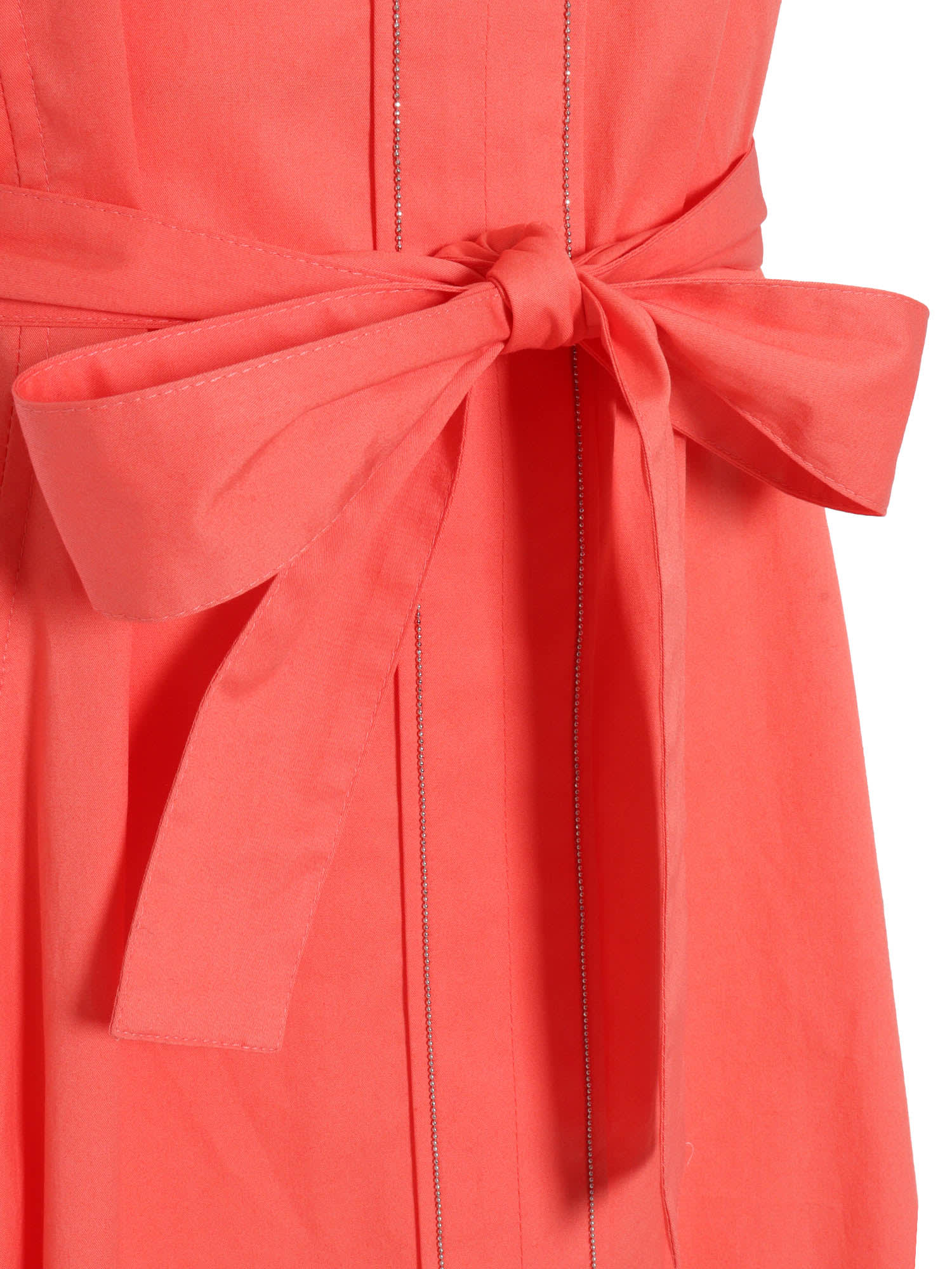 Shop Peserico Coral Colored Midi Dress In Red