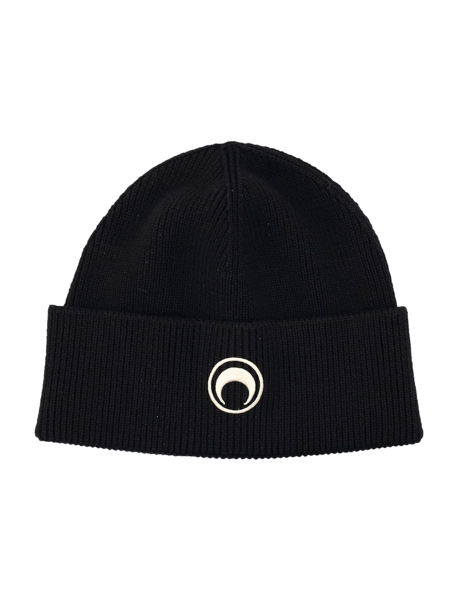 Marine Serre Merino Wool Ribbed Beanie In Black