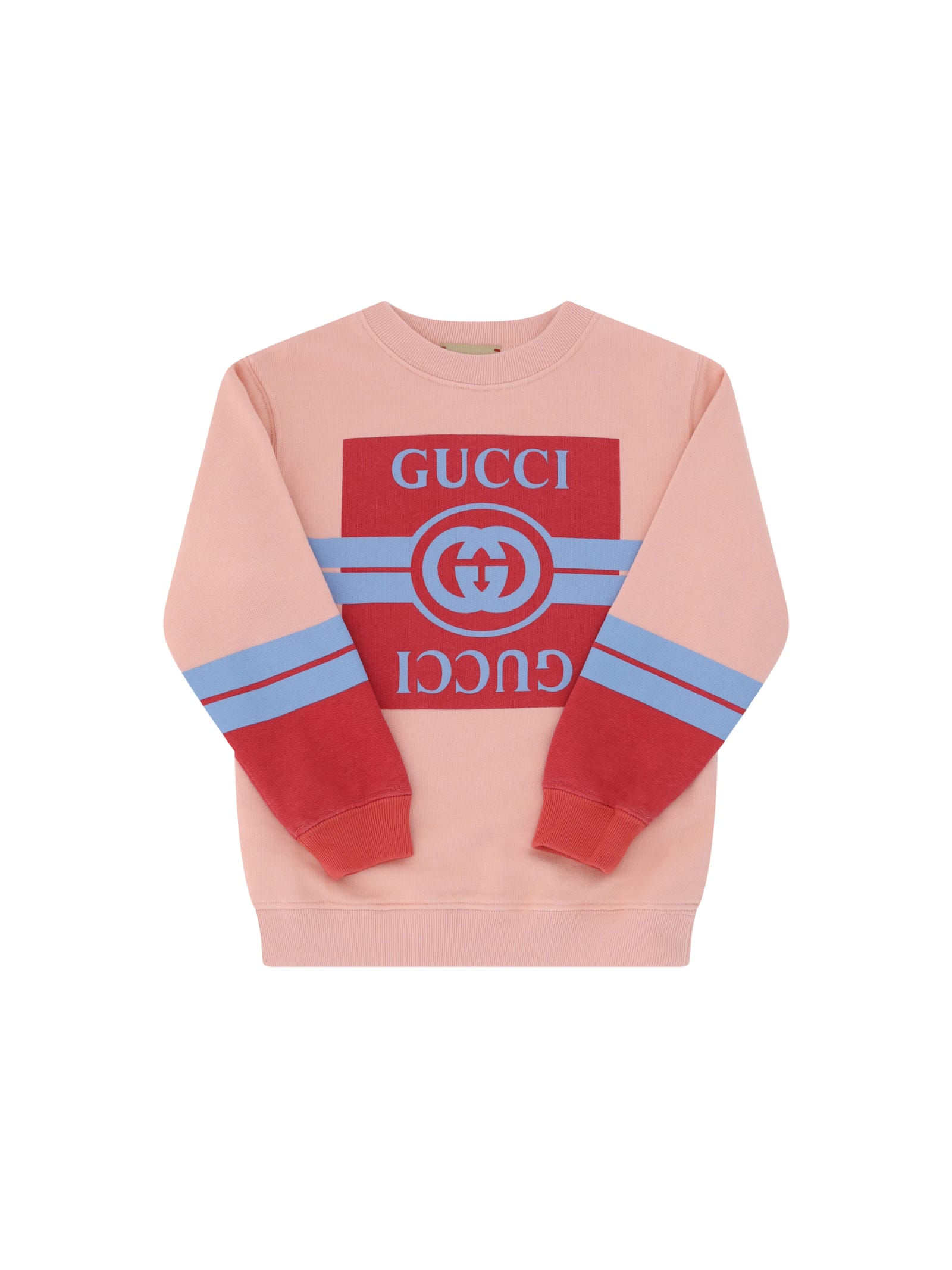 Shop Gucci Sweatshirt For Girl In Pink/sky/tulips