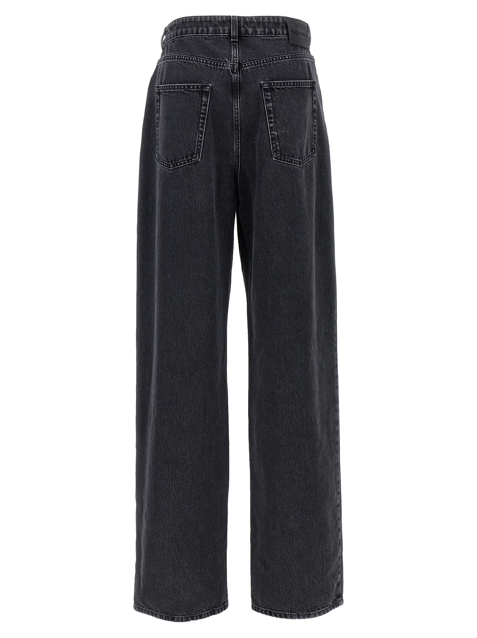 Shop Alexander Mcqueen Wide Leg Jeans In Black