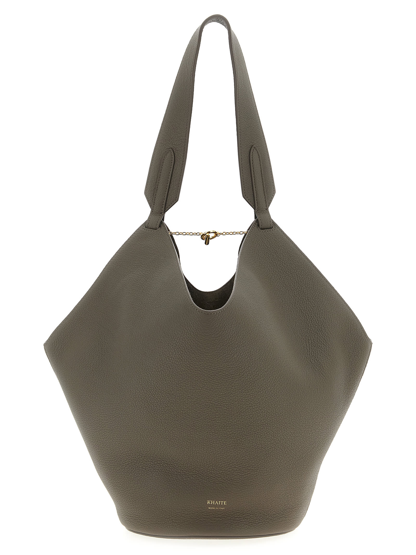Khaite Dark Grey Lotus Small Tote In Gray