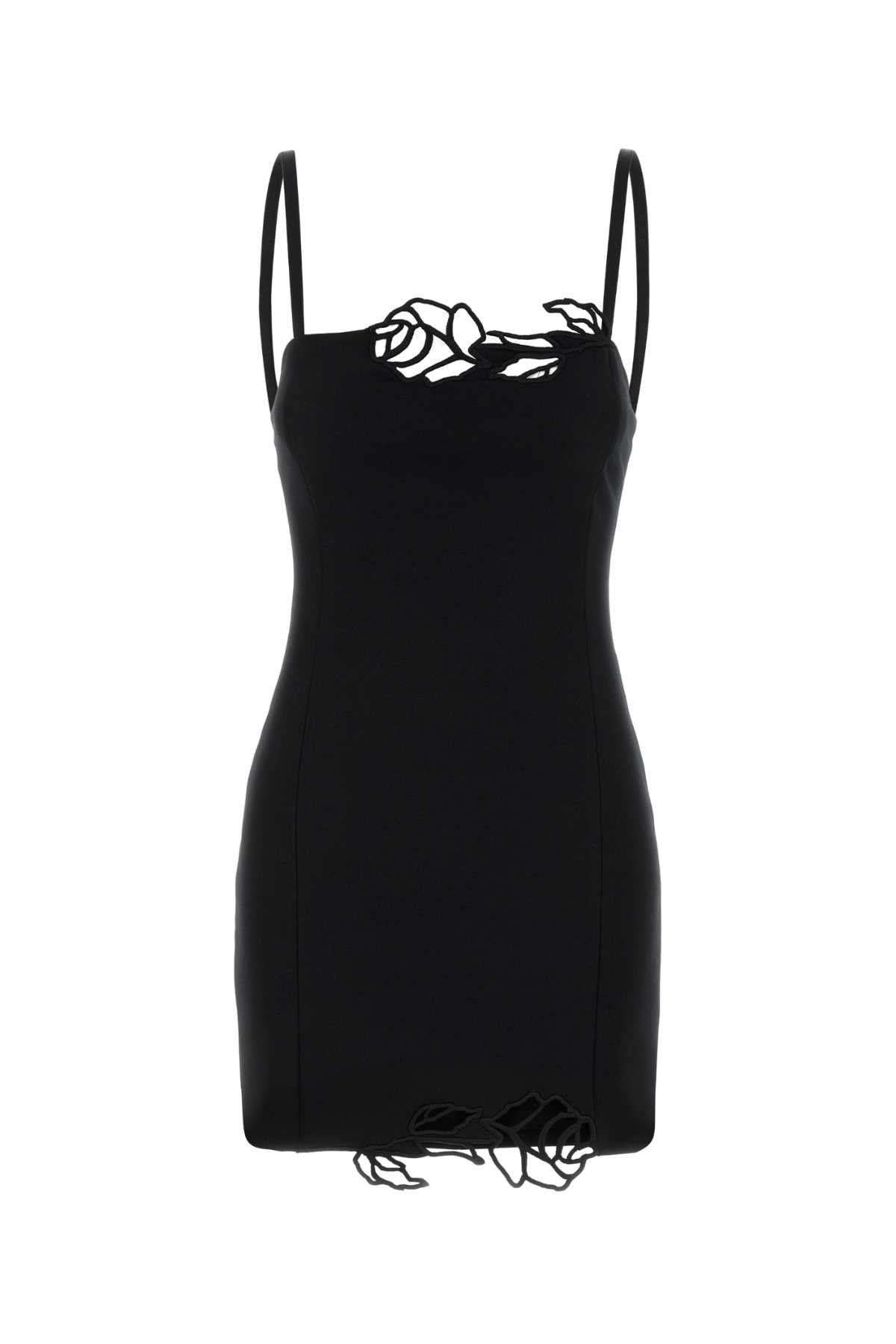 Black Stretch Crepe Mini Dress
