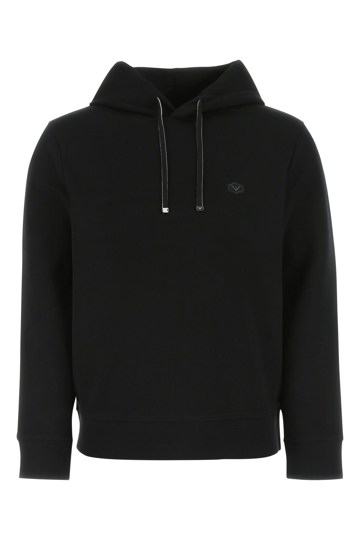 Shop Emporio Armani Black Stretch Cotton Blend Sweatshirt In Nero