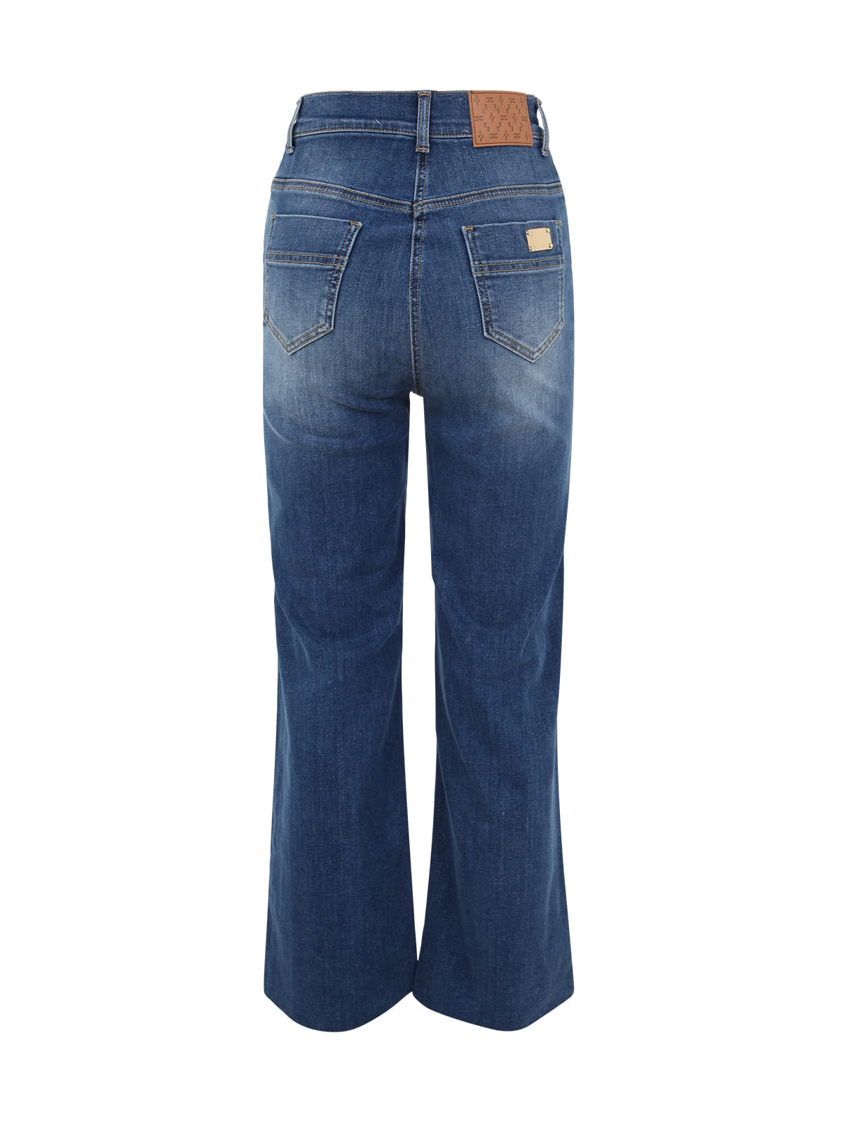 Shop Elisabetta Franchi Flair Crop Jeans In Blue Denim