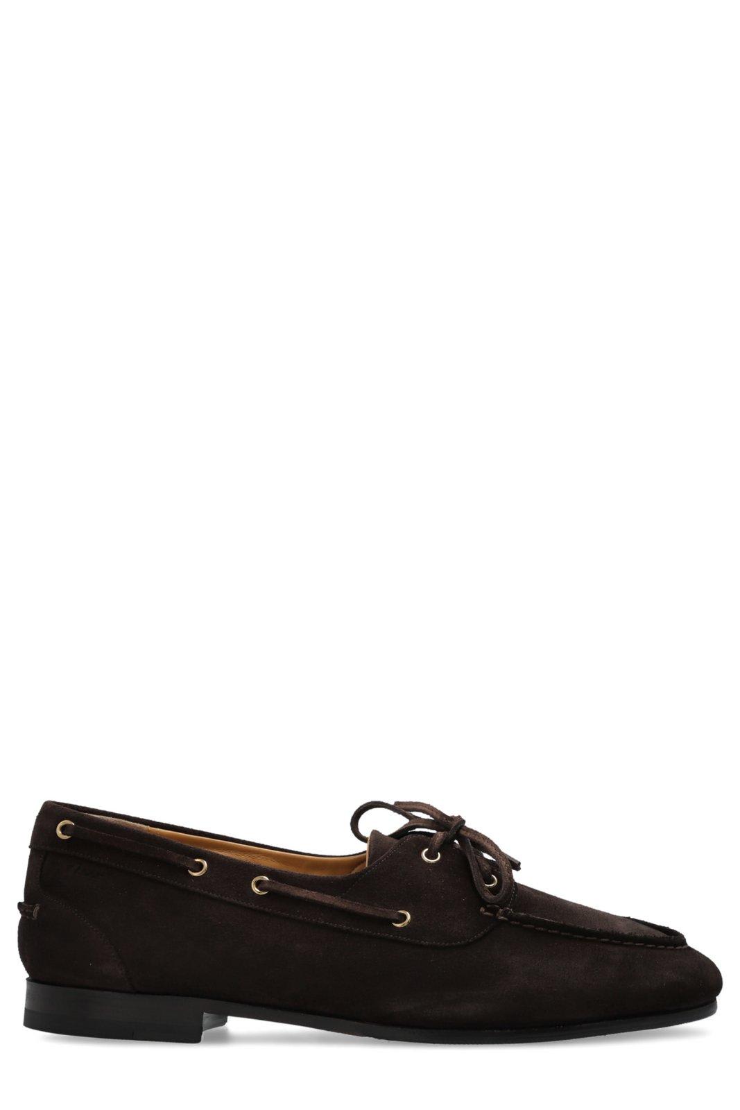 Bally Cedar Brown Leather Moccasins With Panelled Design And Lace-up Detail In Brown