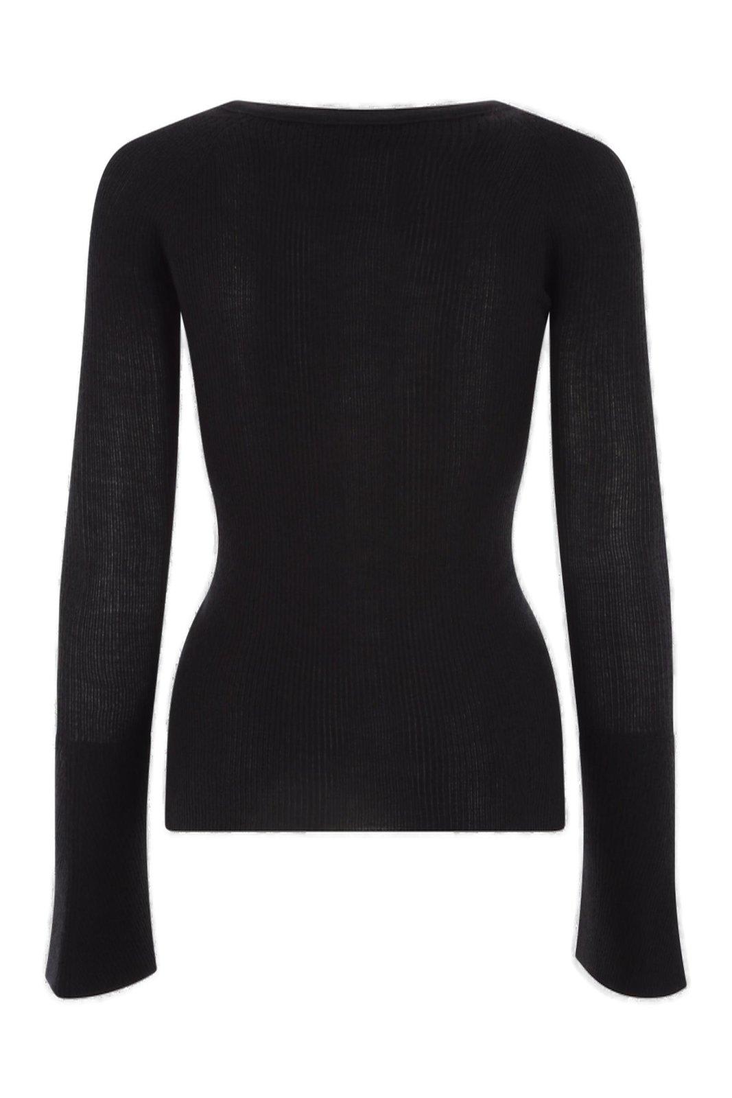 Shop Sa Su Phi Button-up Knit Top In Black