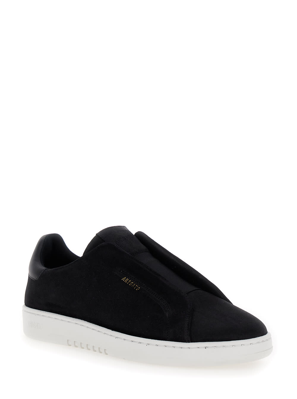 Shop Axel Arigato Dice Laceless Black Low Top Slip-on Sneakers In Suede Man