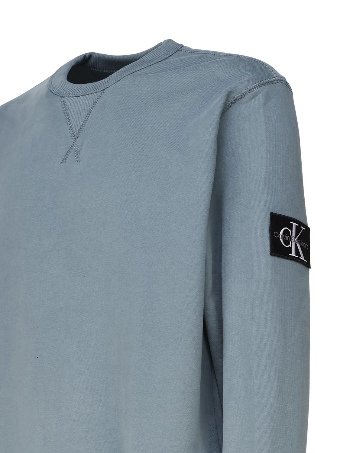 Shop Calvin Klein Sweatshirt With Monogram Terry Badge In Blue