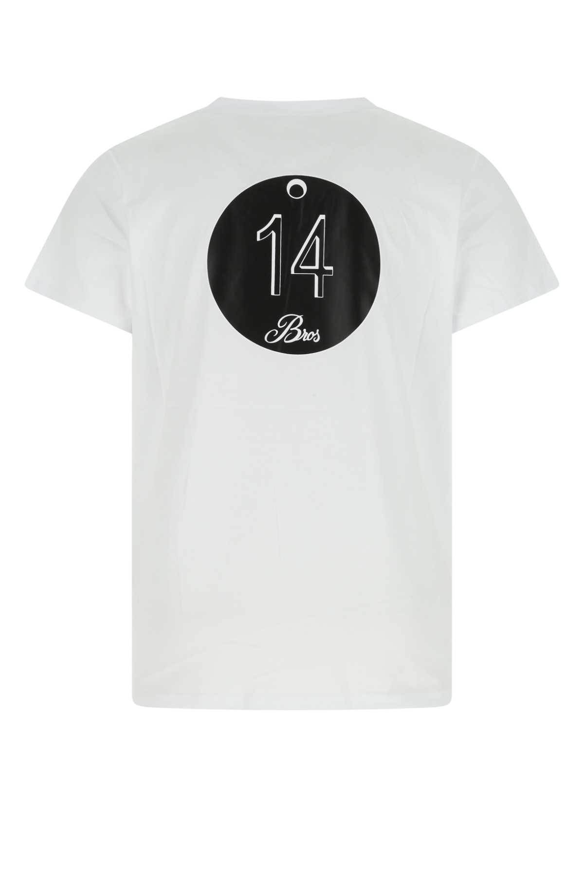 14 Bros White Cotton T-shirt In 001