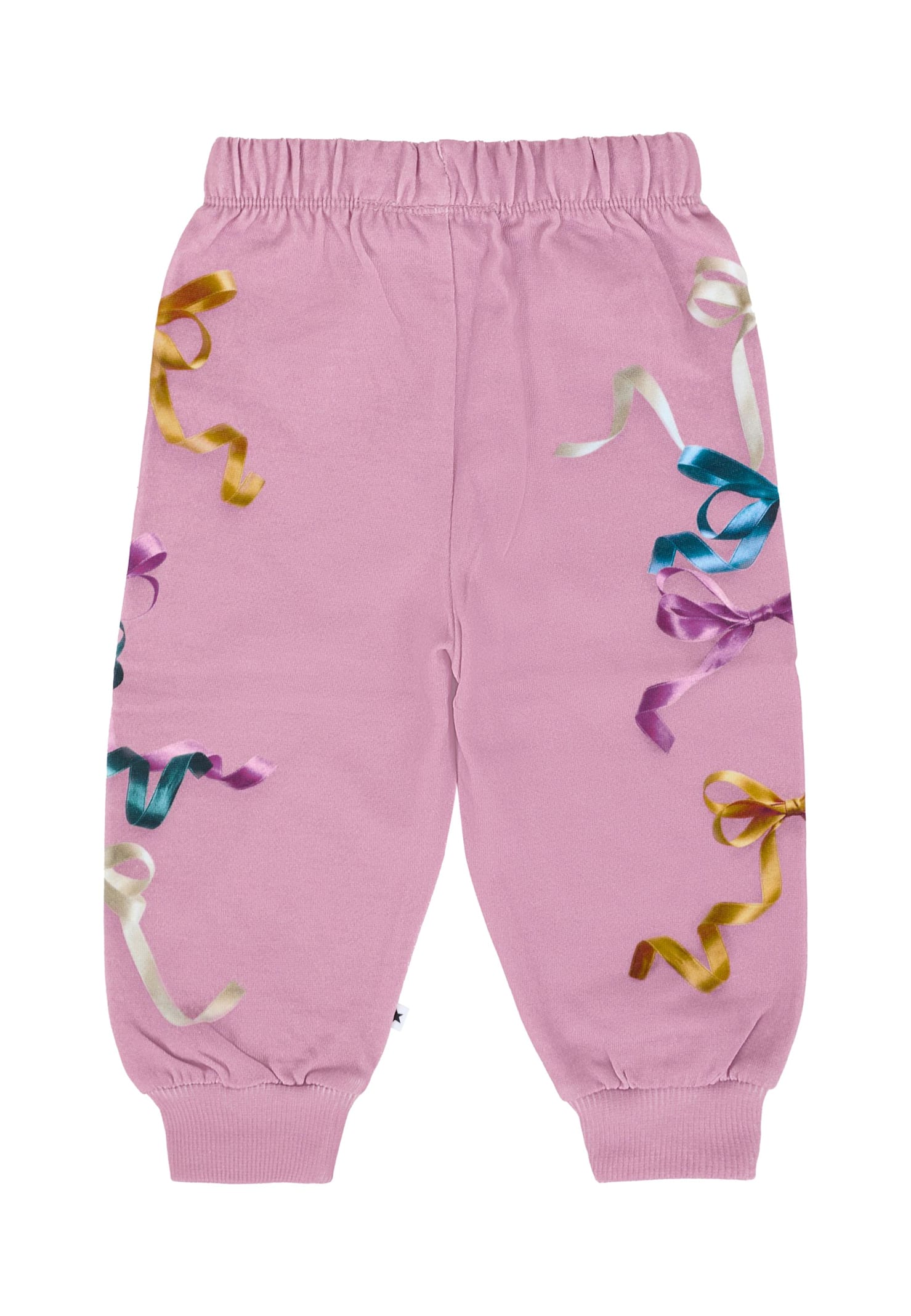 Molo Pink Trousers For Baby Girl With Ribbons In Pink