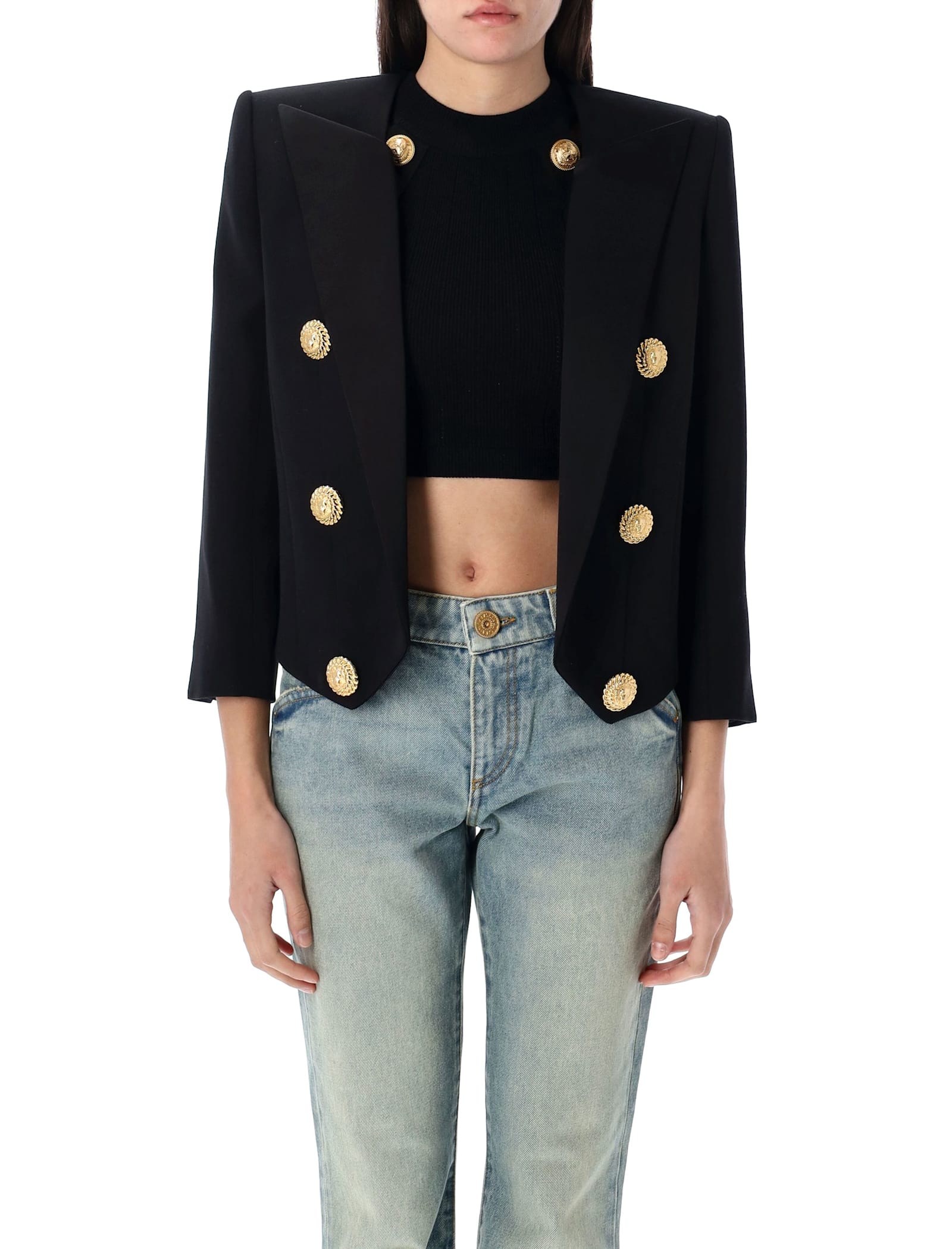 6 Buttons Cropped Jacket