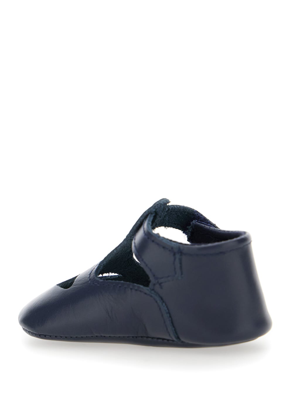 IL GUFO BLUE BALLET SHOES WITH CUT-OUT ON THE FRONT AND TOUCH-STRAP CLOSURE IN LEATHER BABY