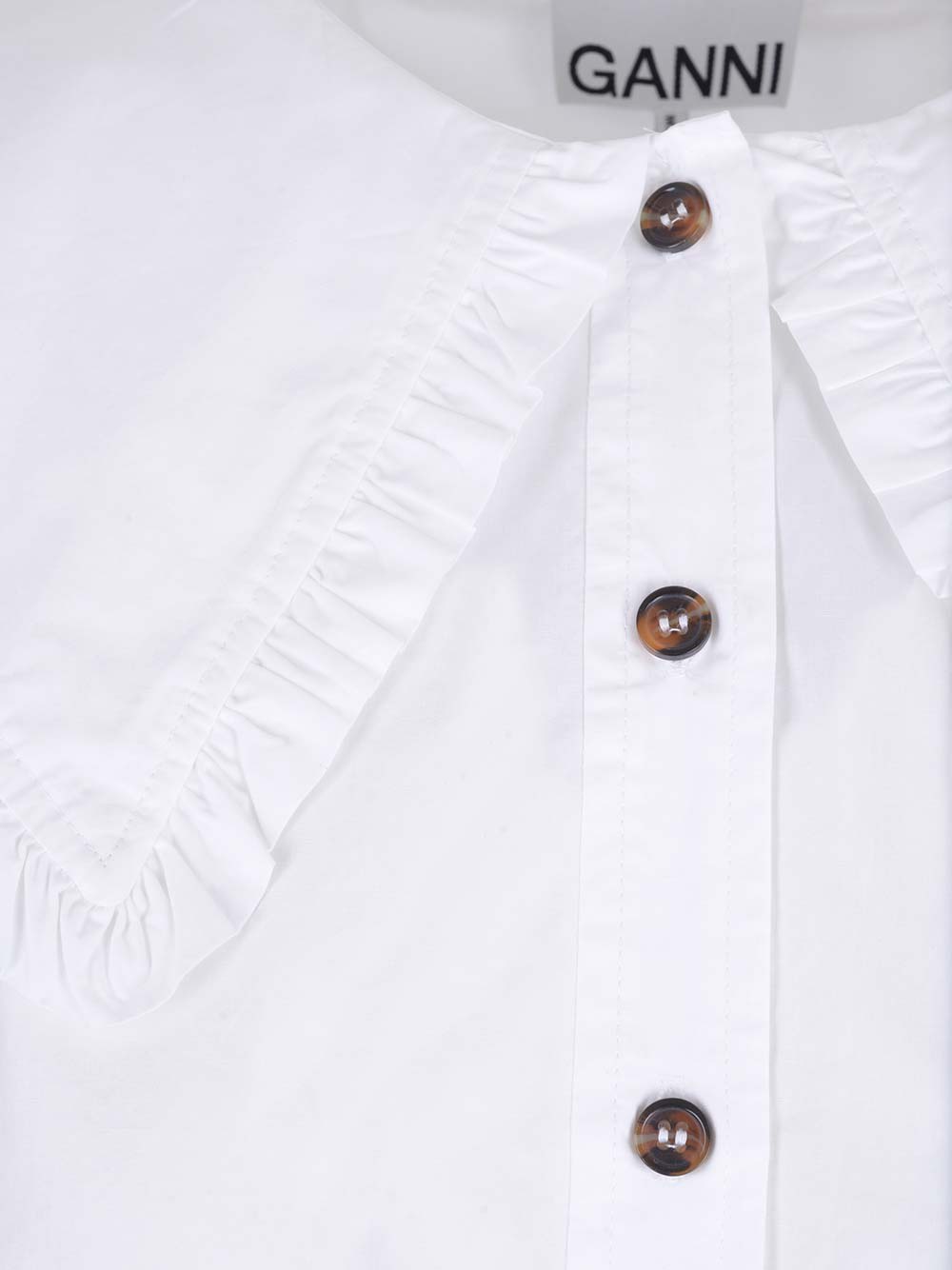 Shop Ganni Maxi Collar Shirt In Bright White