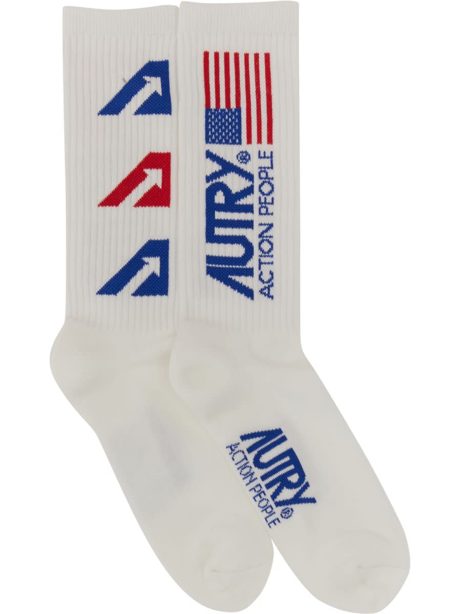 Shop Autry Jaquard Logo Sock In White