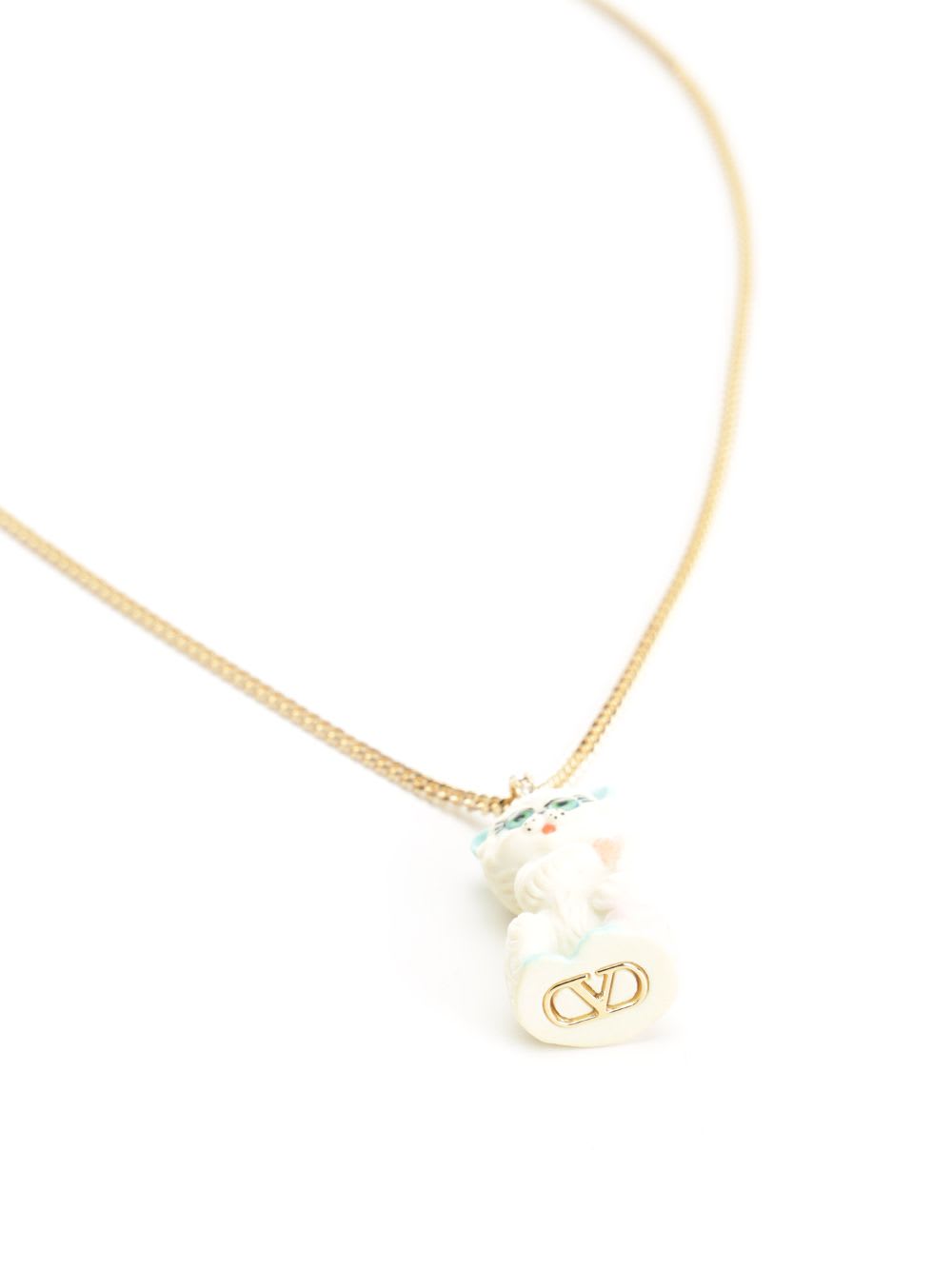Valentino Multicolor Nylon And Metal Le Chat De La Maison Necklace In Gold
