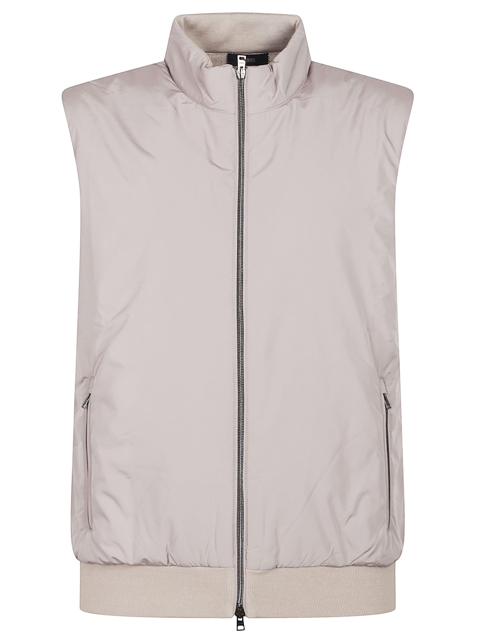 Herno Tailored Grey Cotton Waistcoat With High Collar