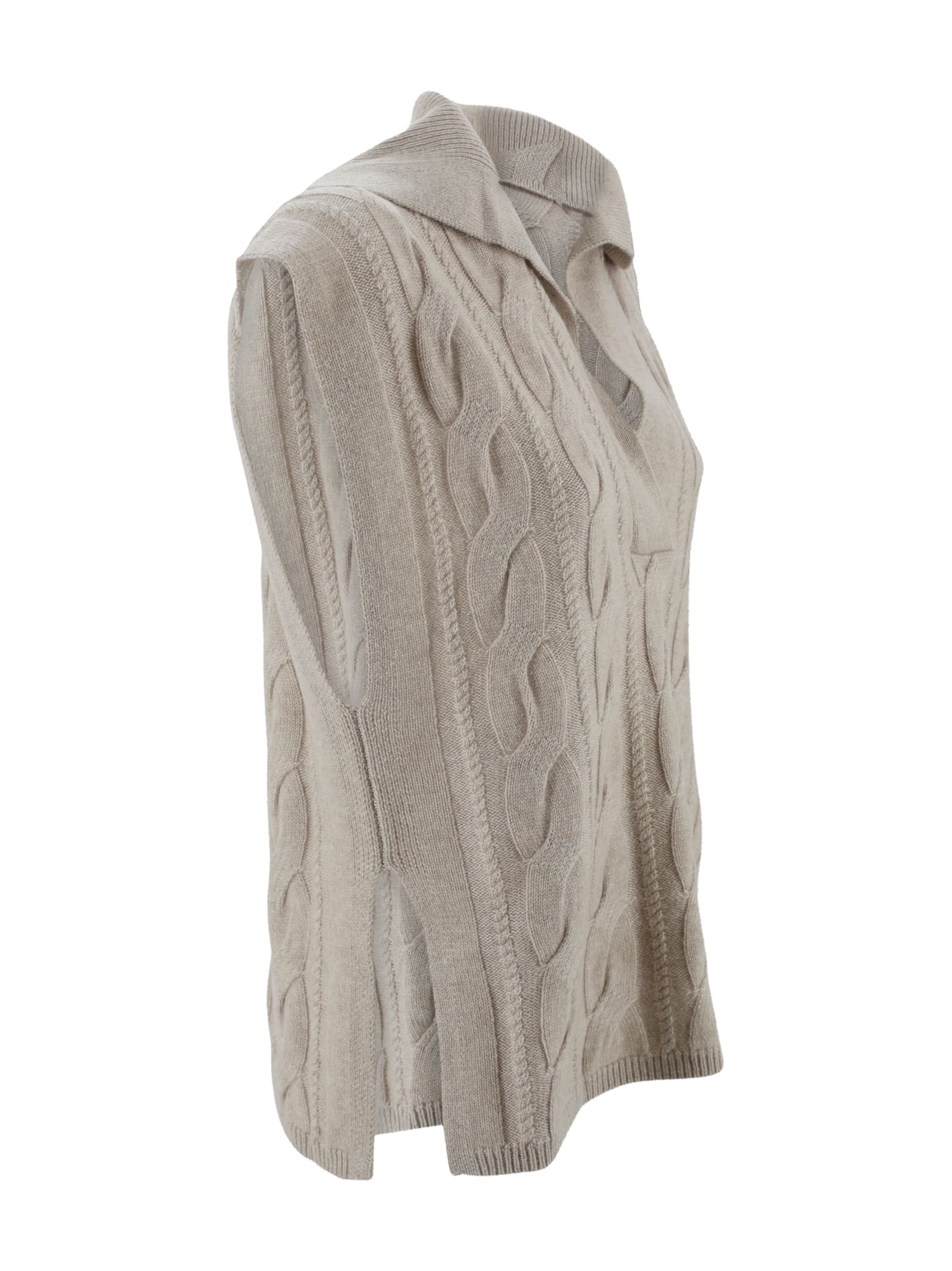 Max Mara Knitted Polo Shirt In Neutral