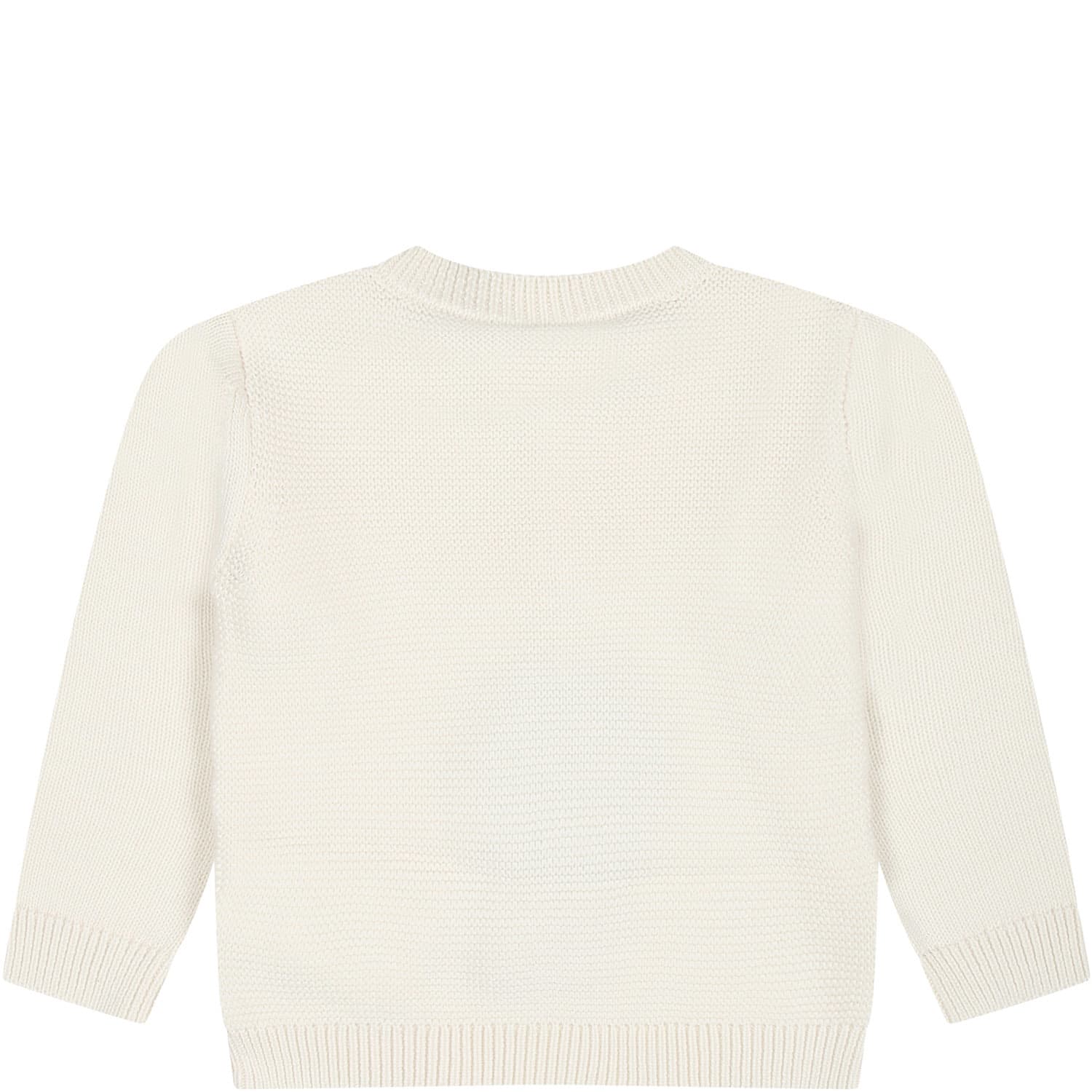 Shop Stella Mccartney Ivory Sweater For Babies With Ladybug