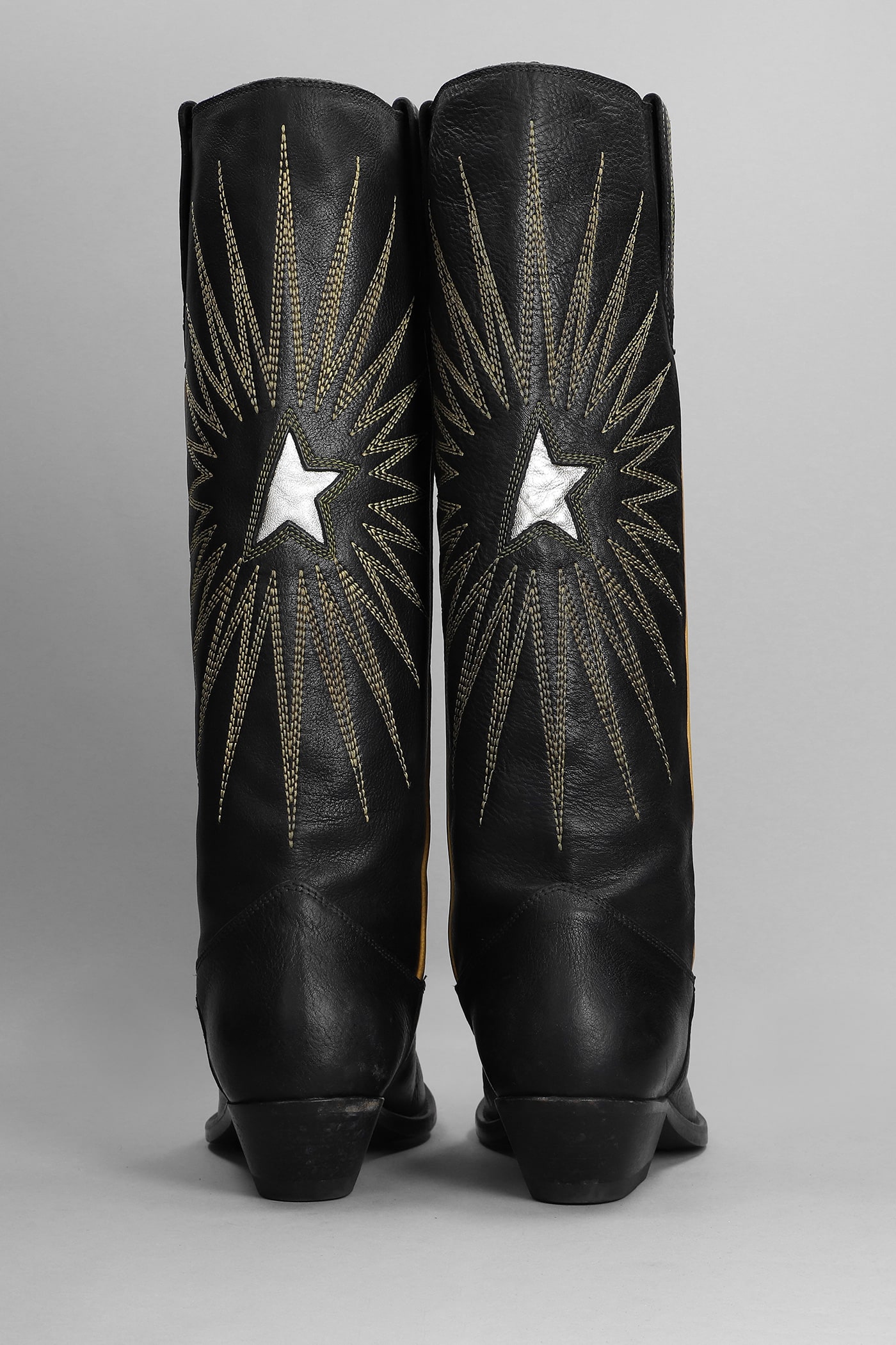 Shop Golden Goose Wish Star Texan Boots In Black Leather