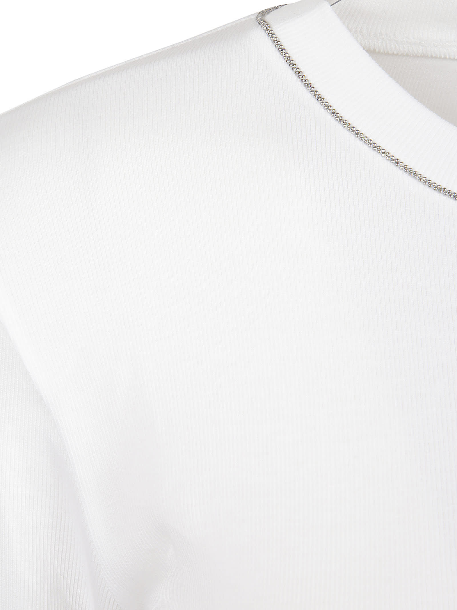 Brunello Cucinelli Ribbed Texture Crew Neck T-shirt In White