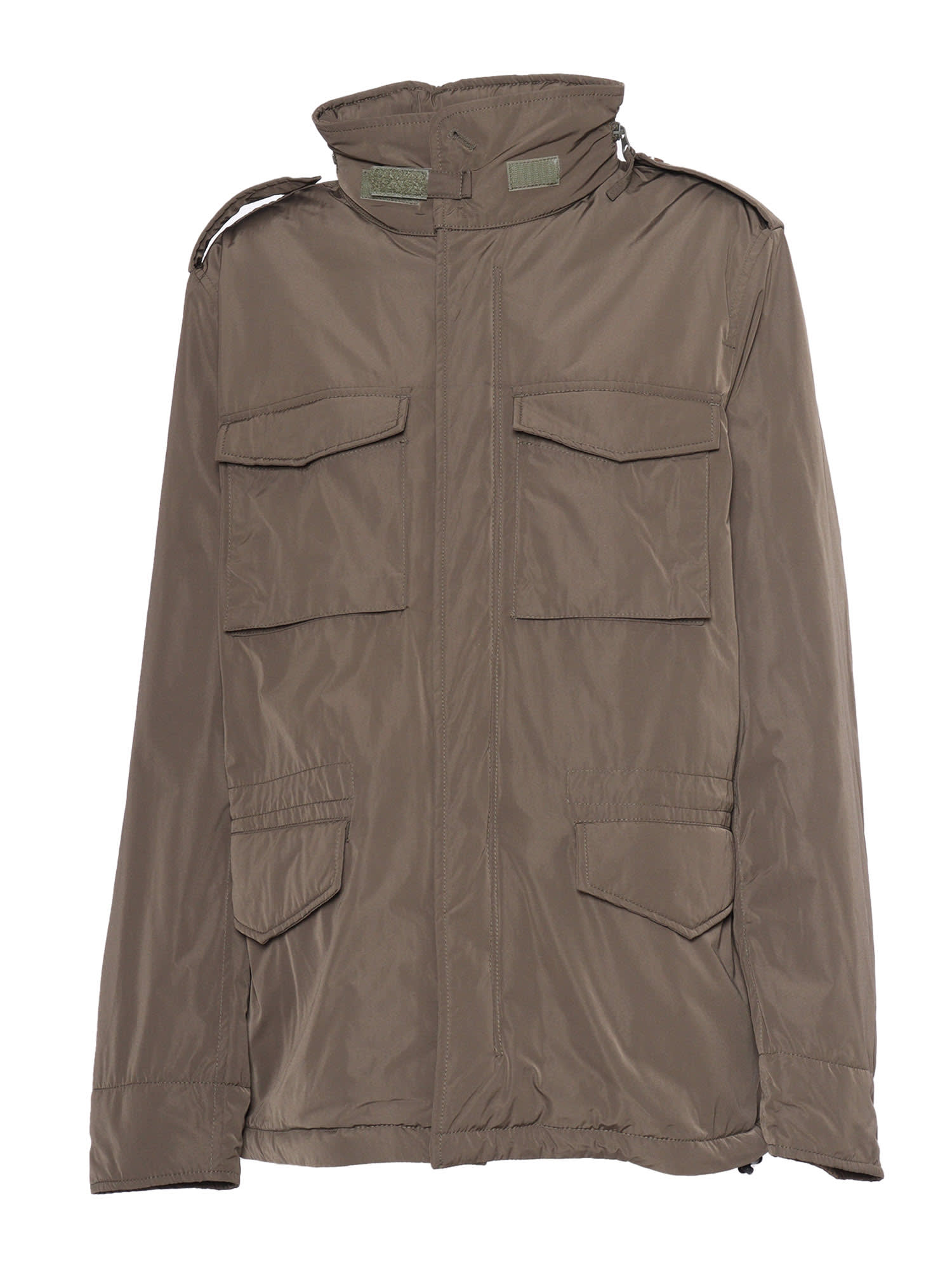 Aspesi Military-inspired Utility Jacket With Adjustable Hood In Brown