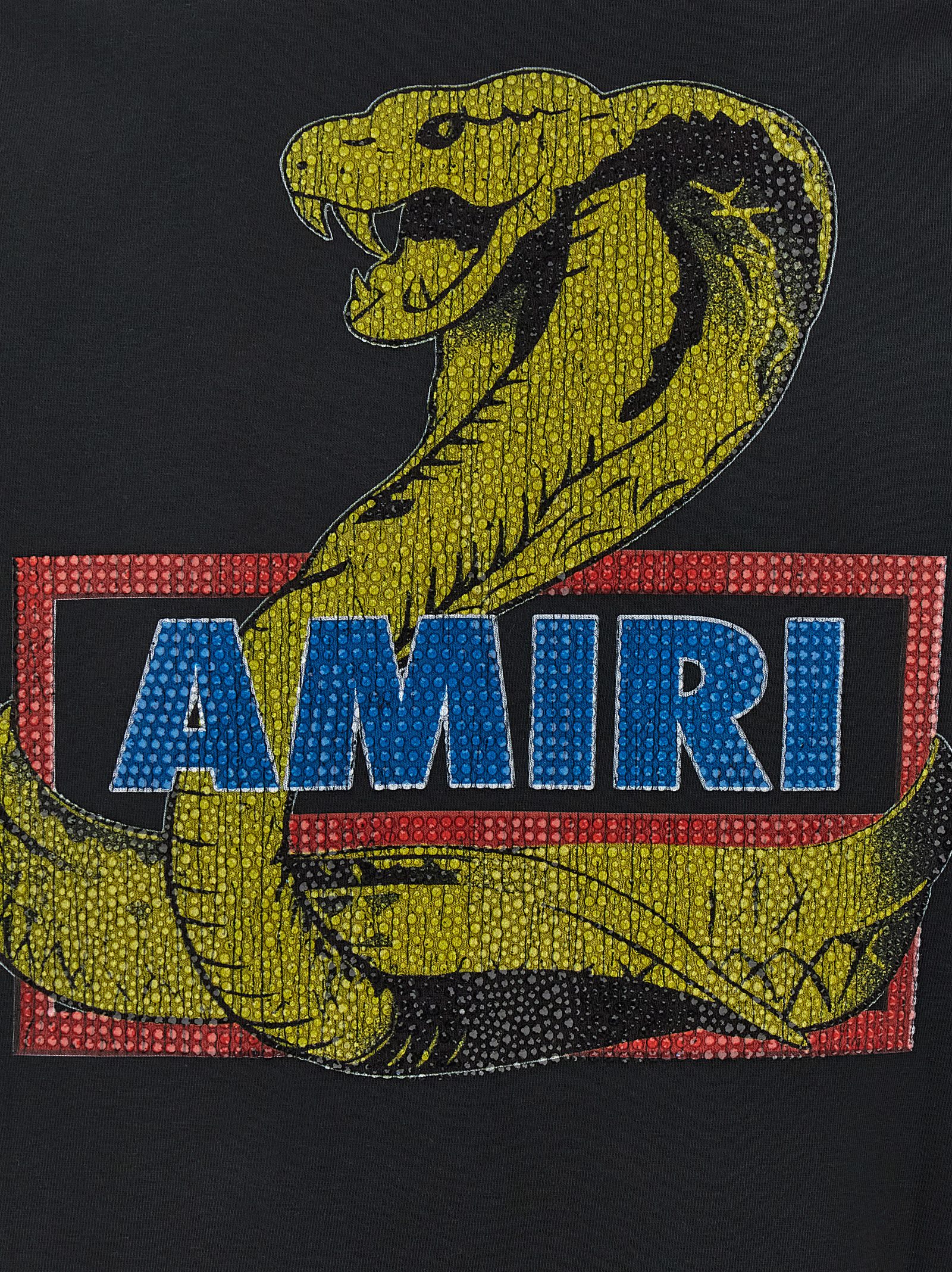 Amiri Crystal Cobra Embellished Printed Cotton-blend Jersey T-shirt In Black