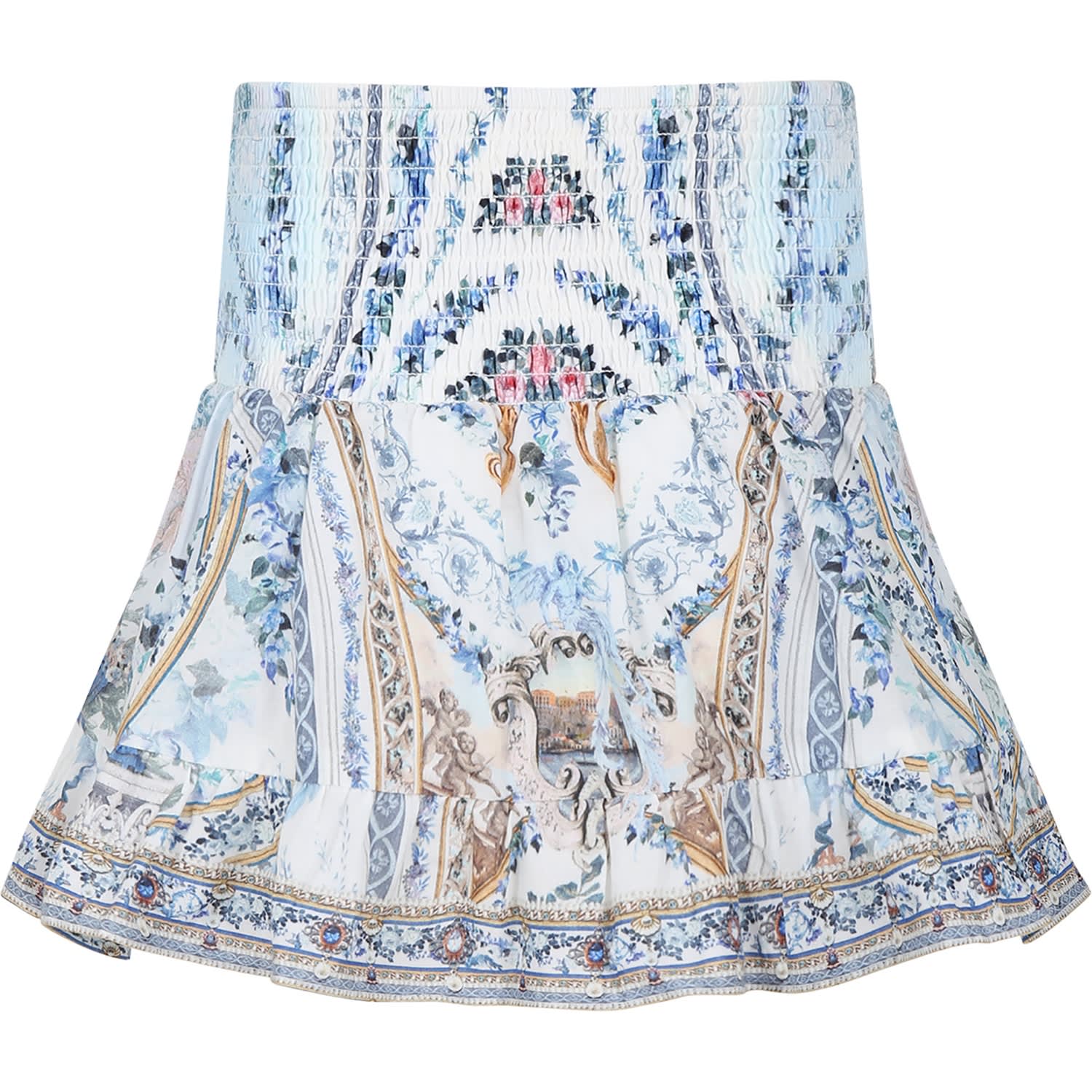 Shop Camilla Light Blue Skirt For Girl With Floral Print