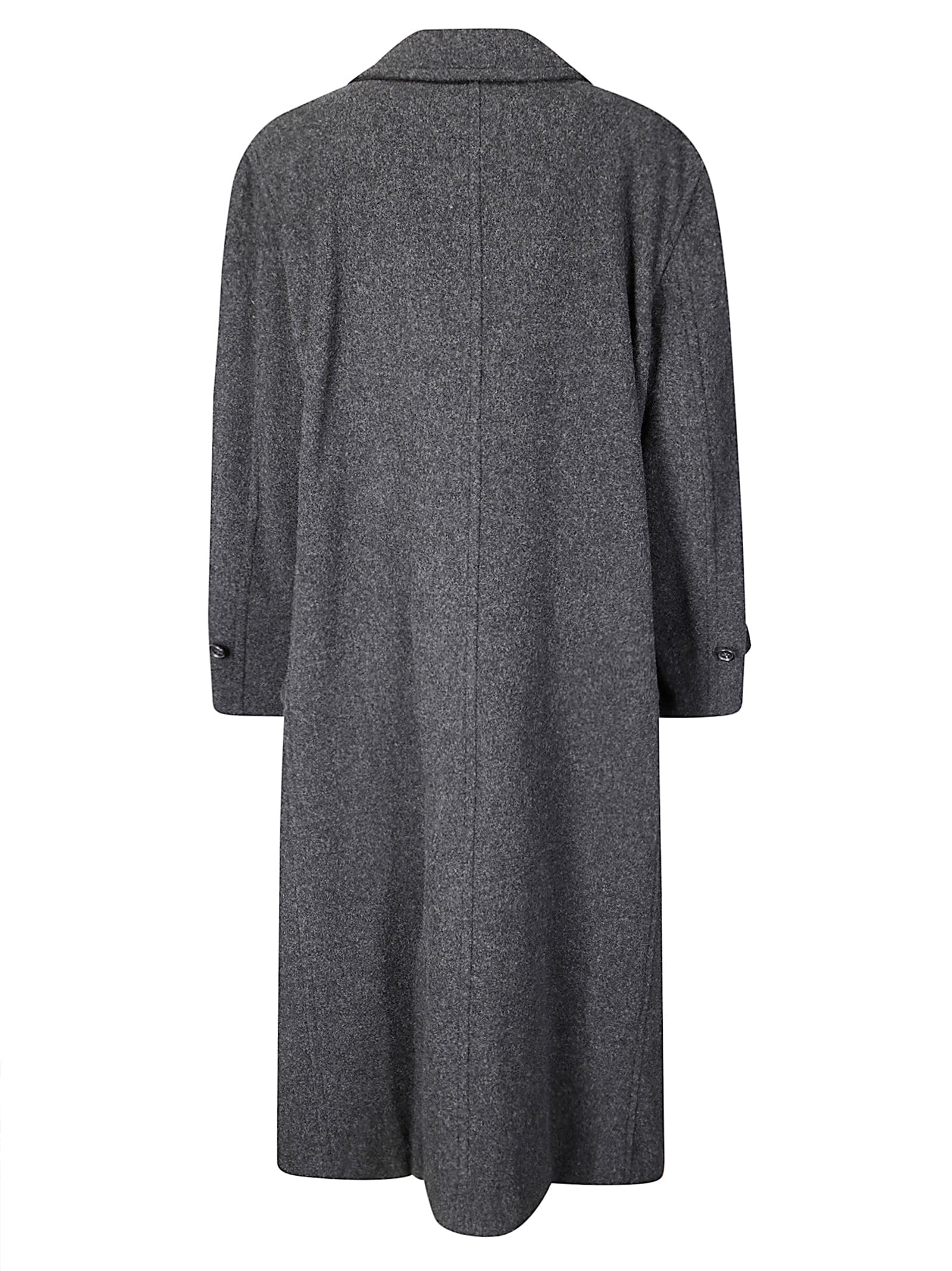 Comme Des Garçons Double-breasted Fastening Grey Wool Coat In Gray
