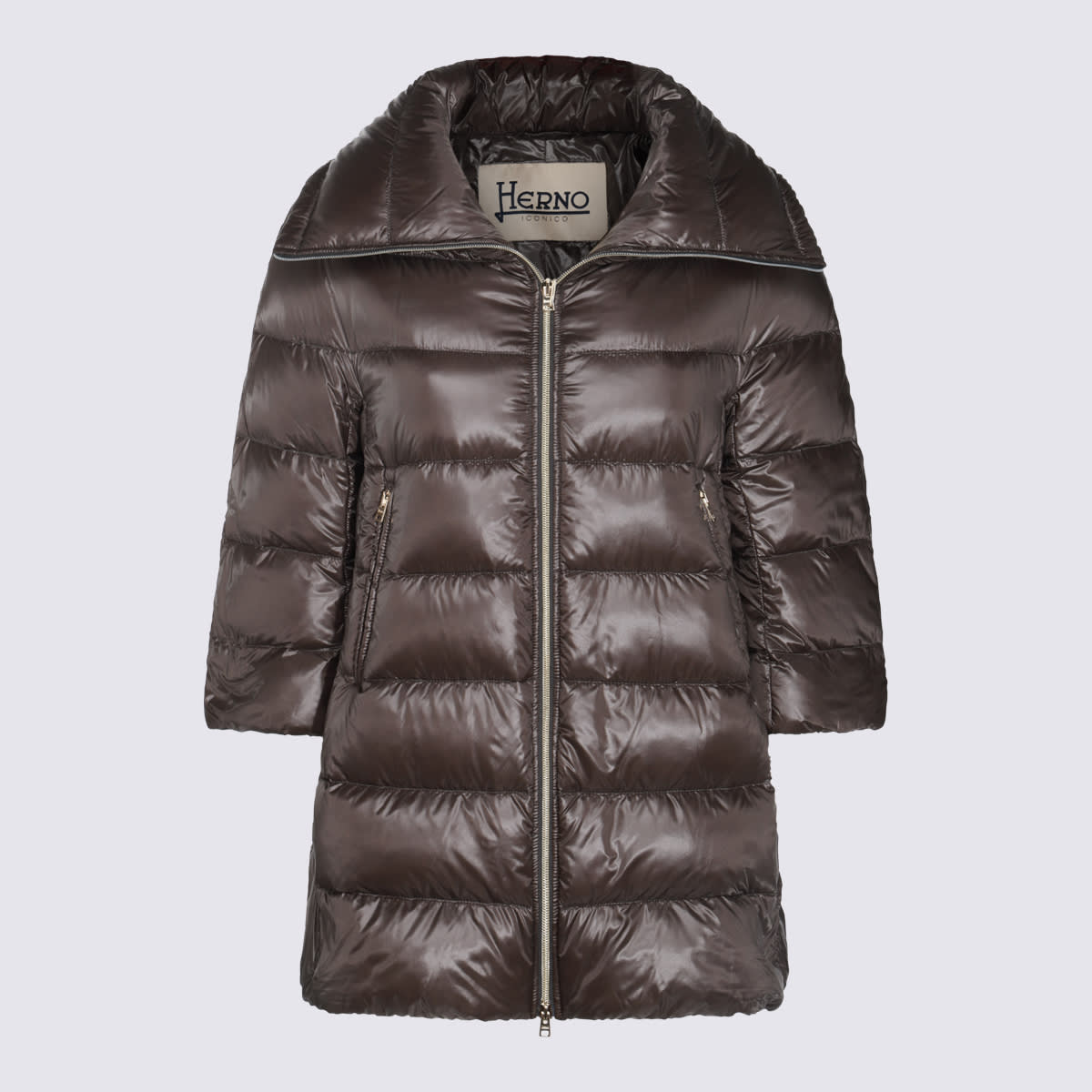 Herno Dark Grey Cleofe Down Jacket In Brown