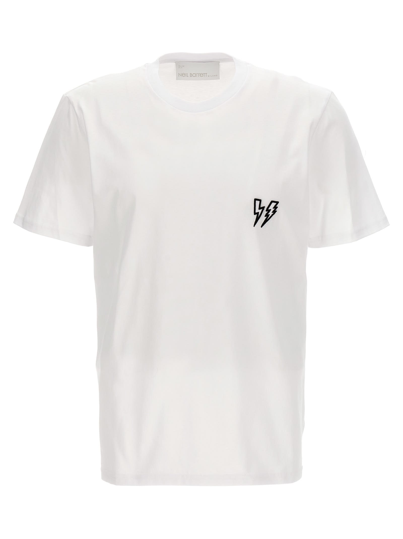 Shop Neil Barrett Logo Embroidery T-shirt In White/black